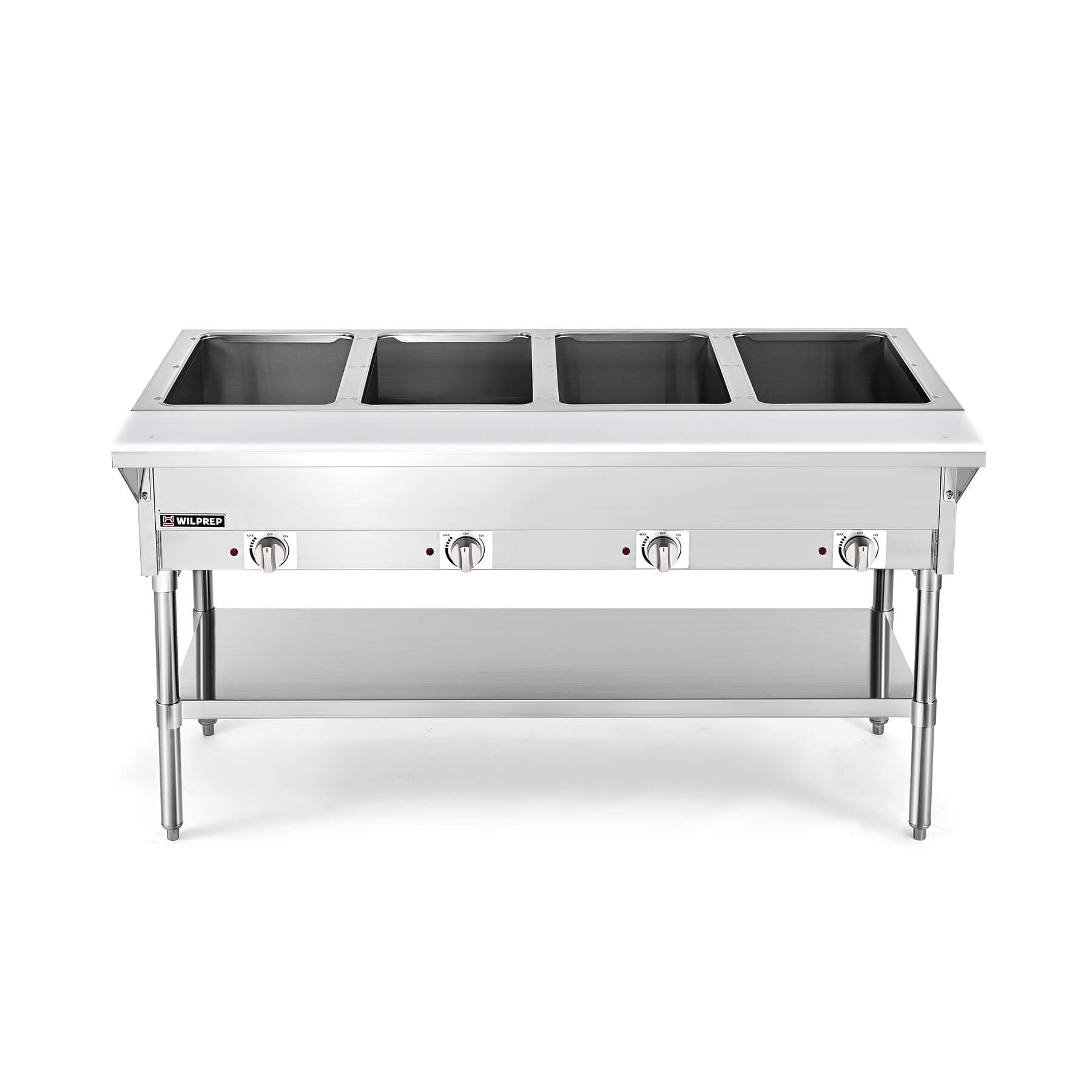 4 Well Electric Steam Table with Storage Shelf 1000W