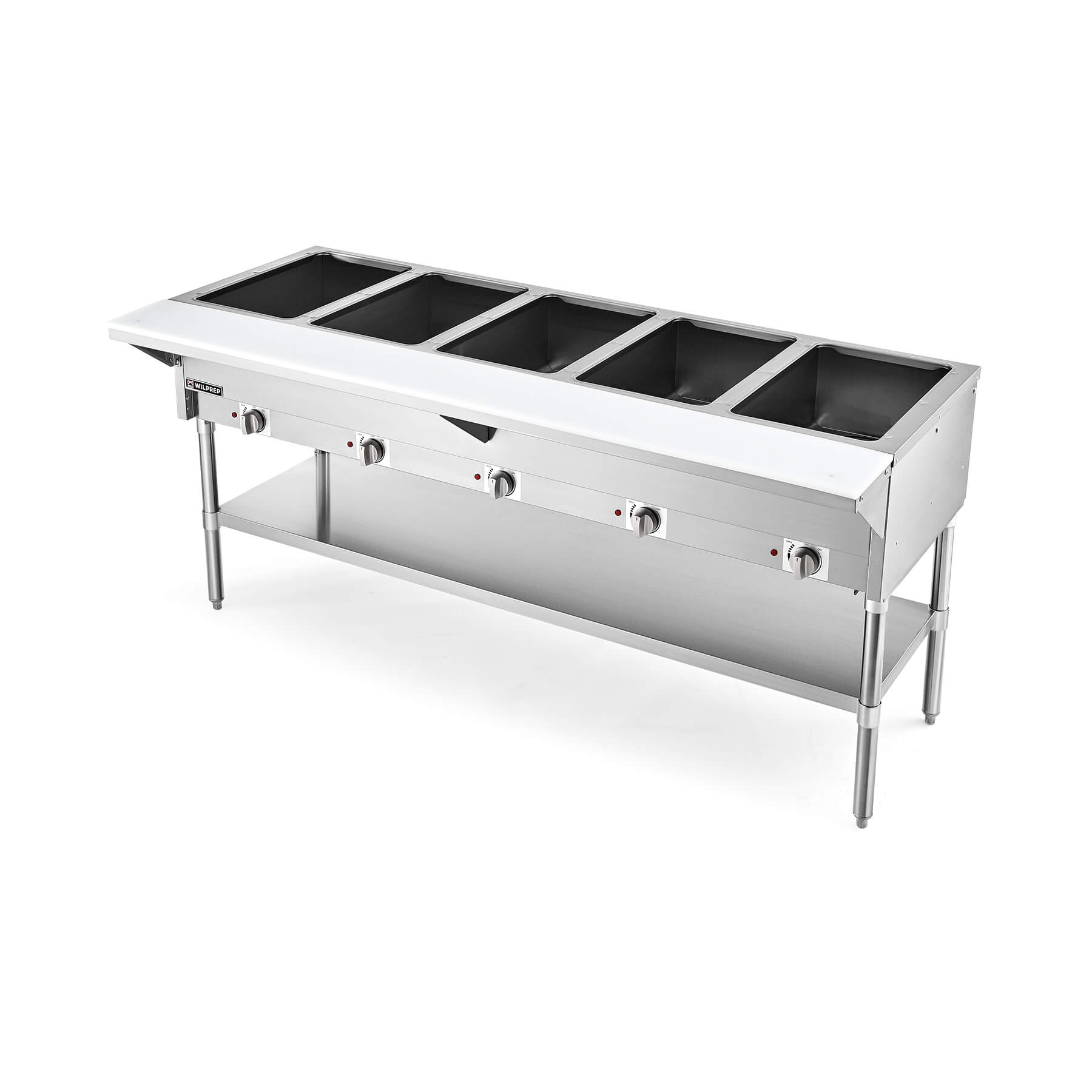 5 Well Electric Steam Table with Storage Shelf 1000W