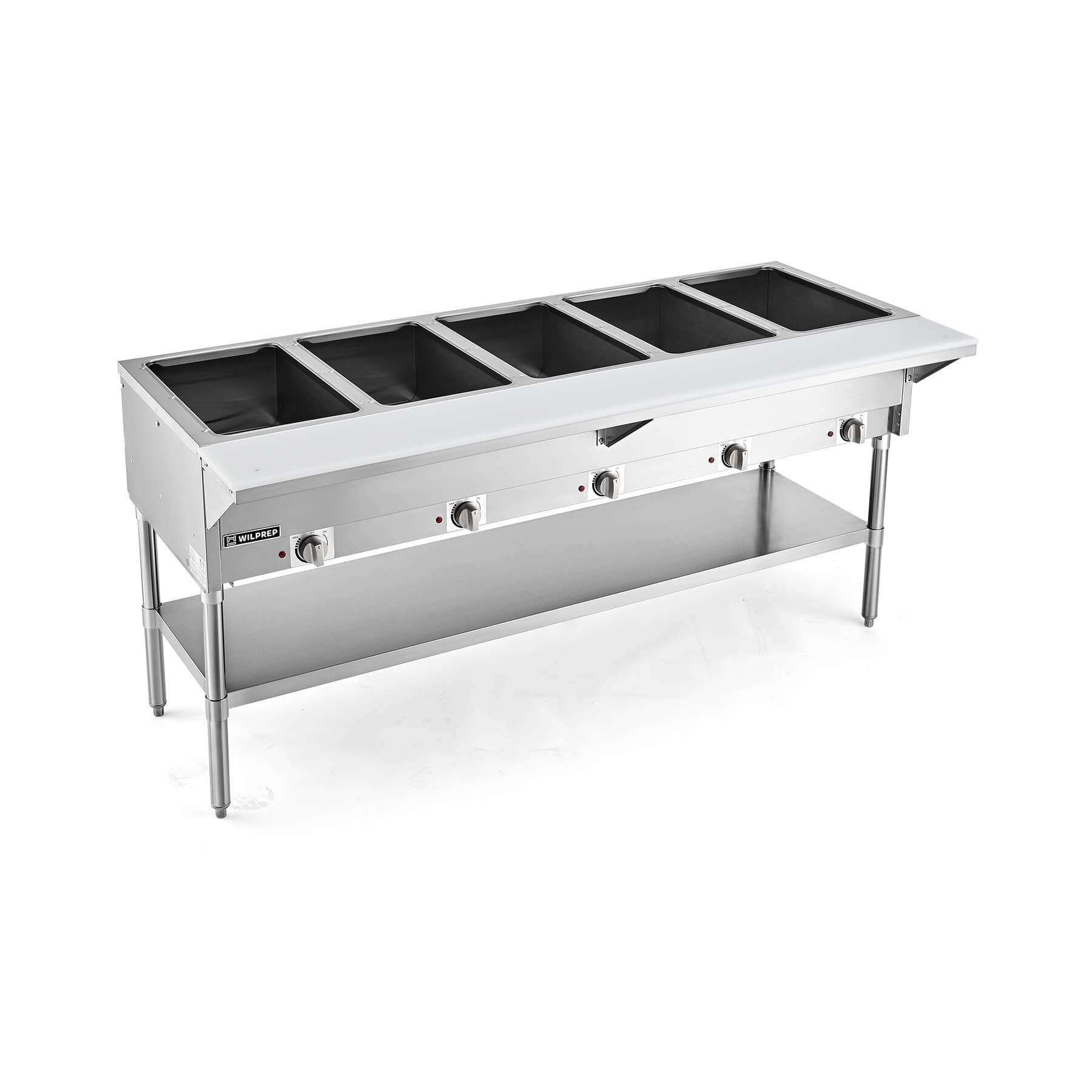 5 Well Electric Steam Table with Storage Shelf 5000W
