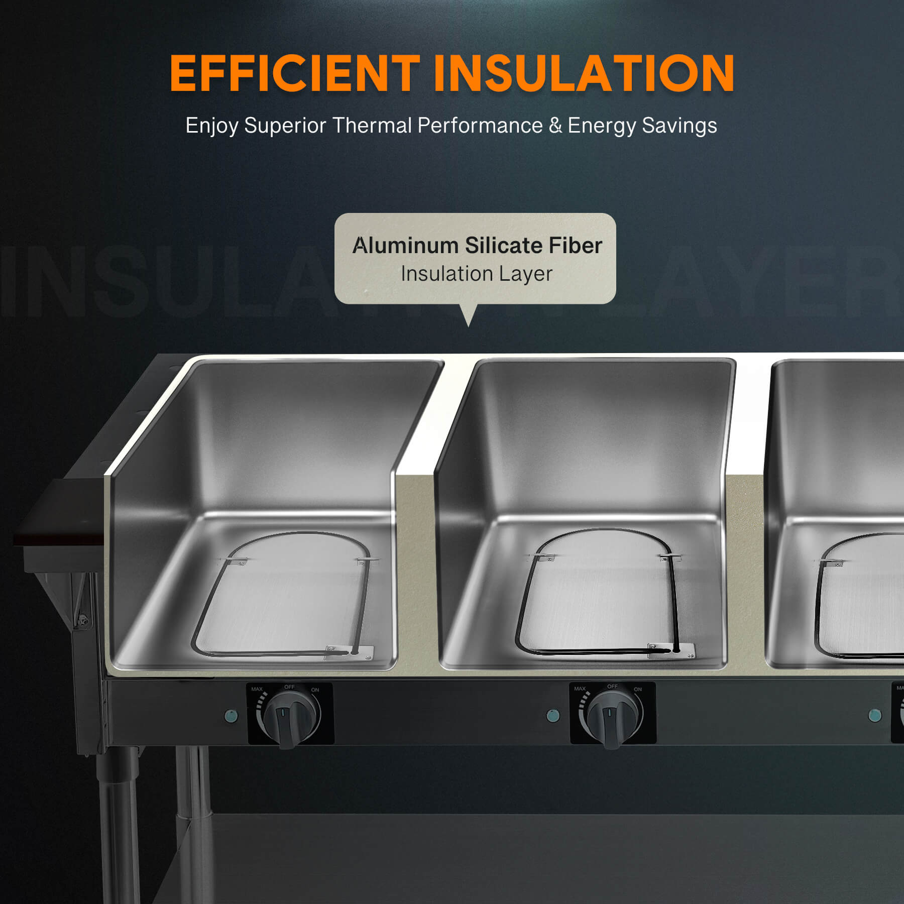 5 Well Electric Steam Table with Storage Shelf 5000W
