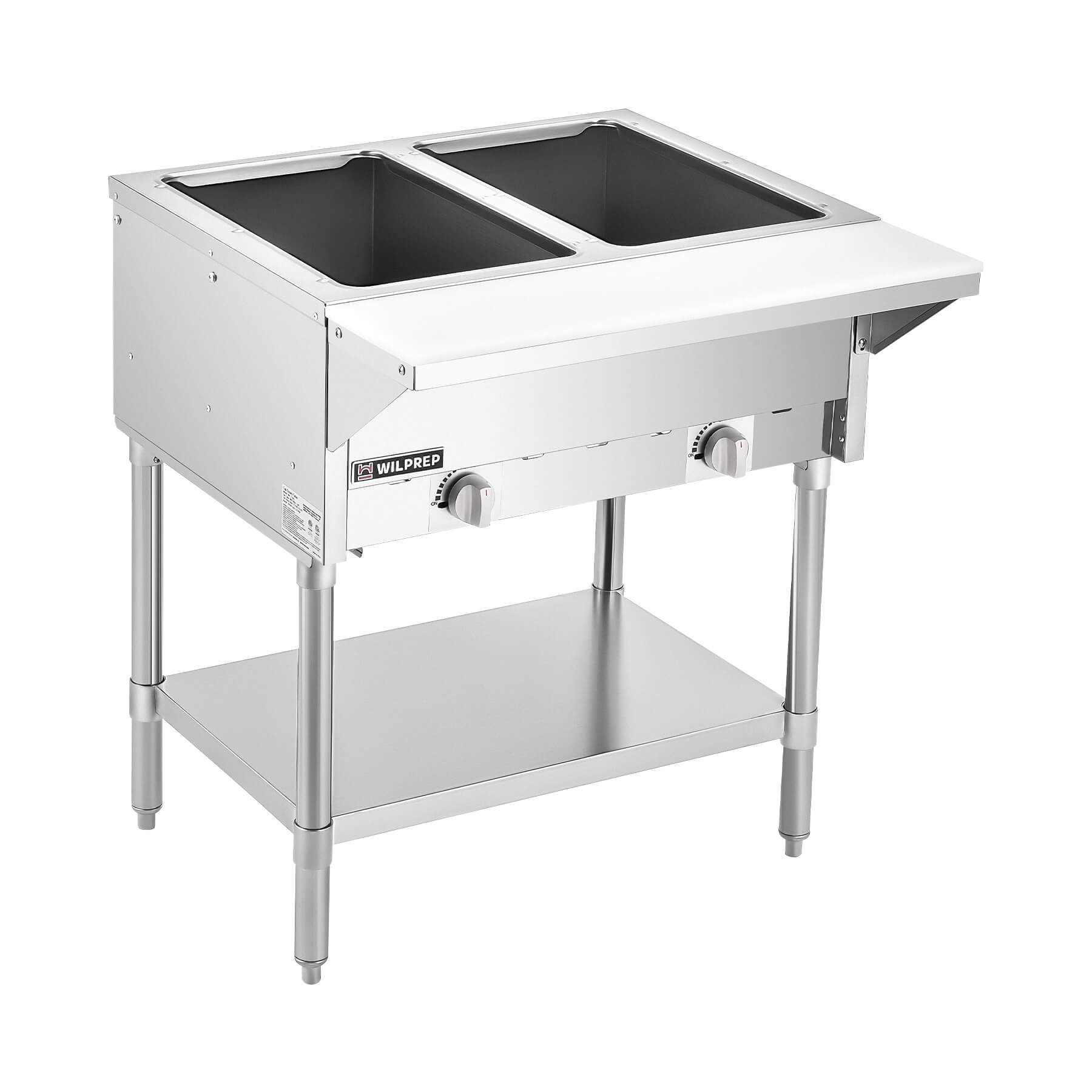 2 Well Gas Steam Table with Storage Shelf 7000BTU
