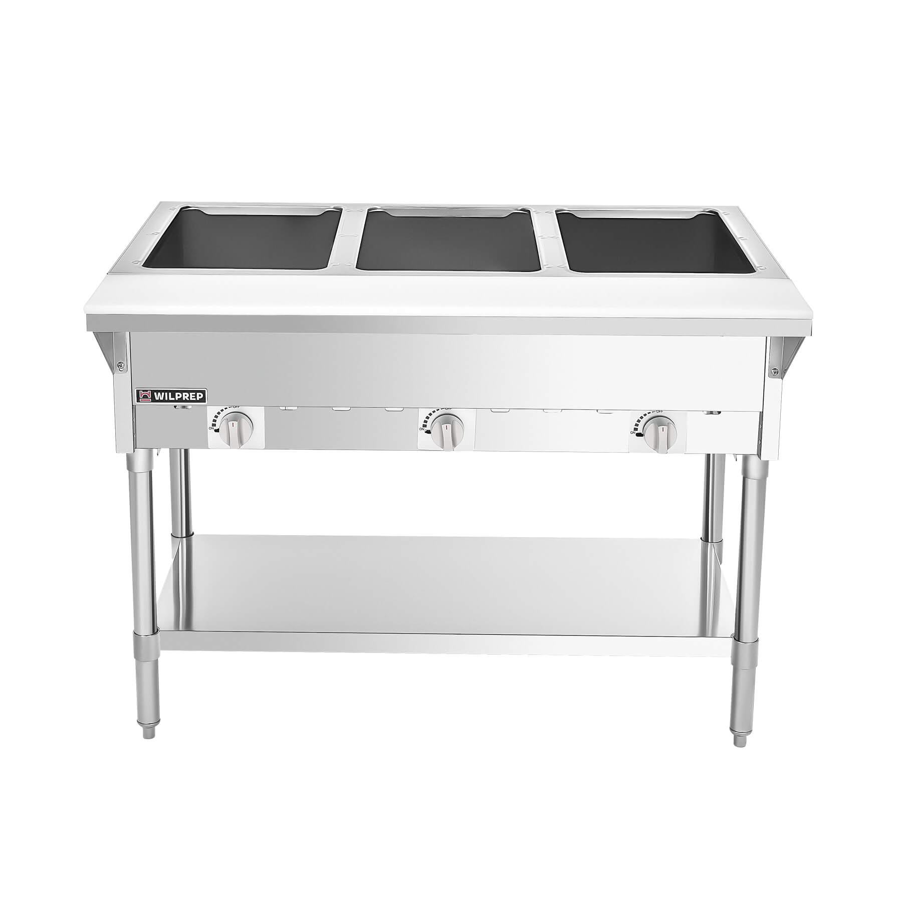 3 Well Gas Steam Table with Storage Shelf 10,500BTU