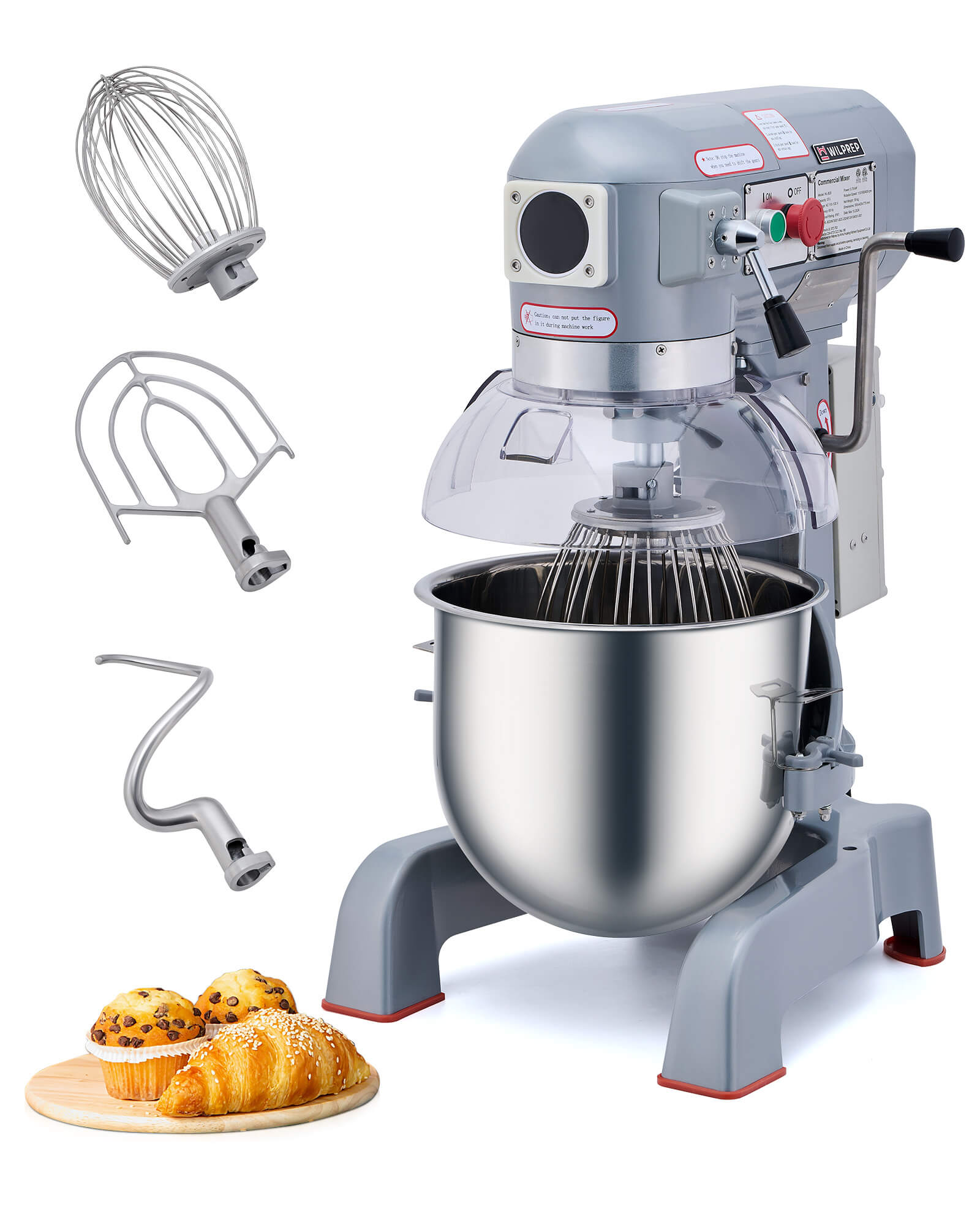 20 qt Commercial Mixer, 750W 3 Speed with Dough Hook Beater Whisk