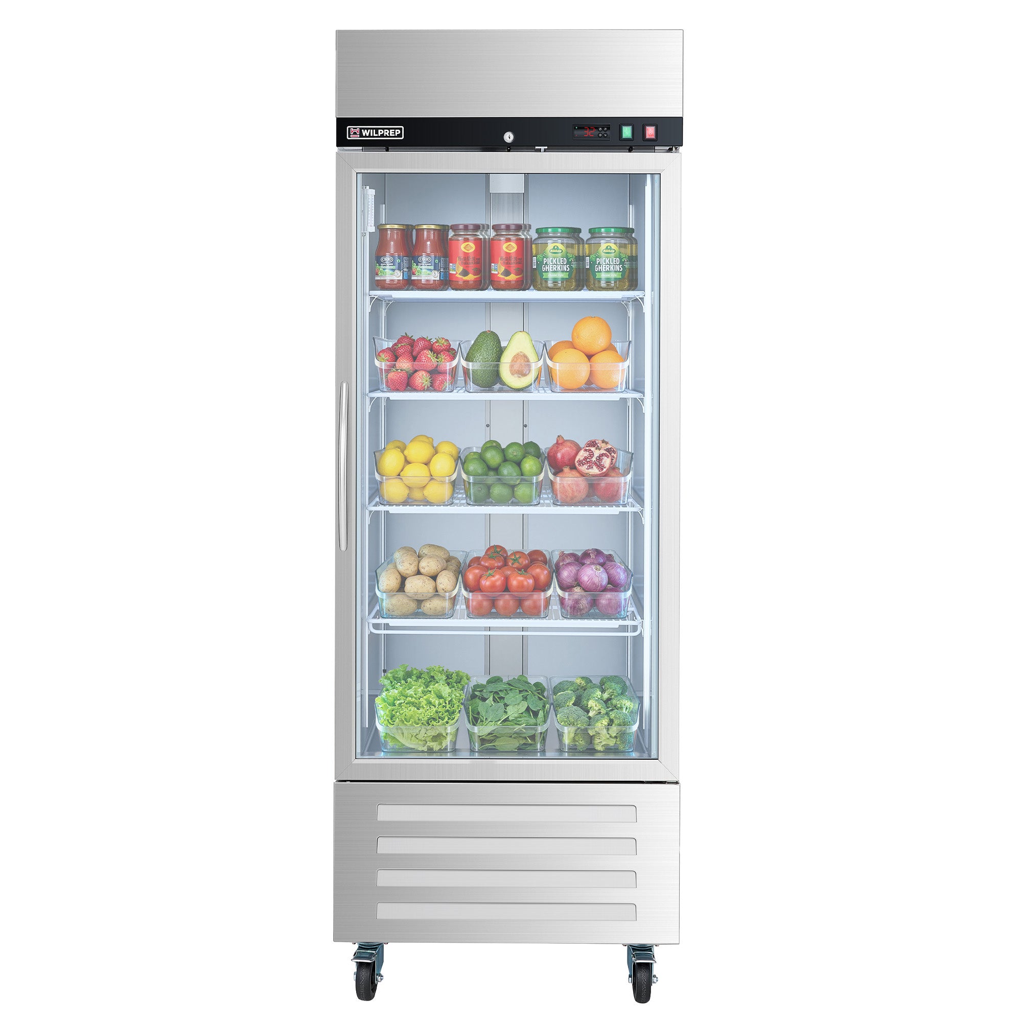 29" Commercial Glass Door Reach-In Refrigerator 23.3 cu. ft. Capacity