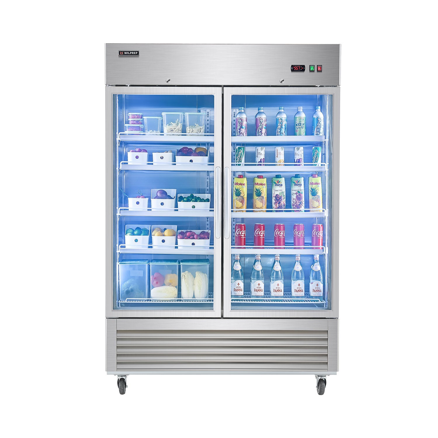 54.1" Commercial Merchandiser Refrigerator Two Glass Door  42.2 cu. ft. Capacity