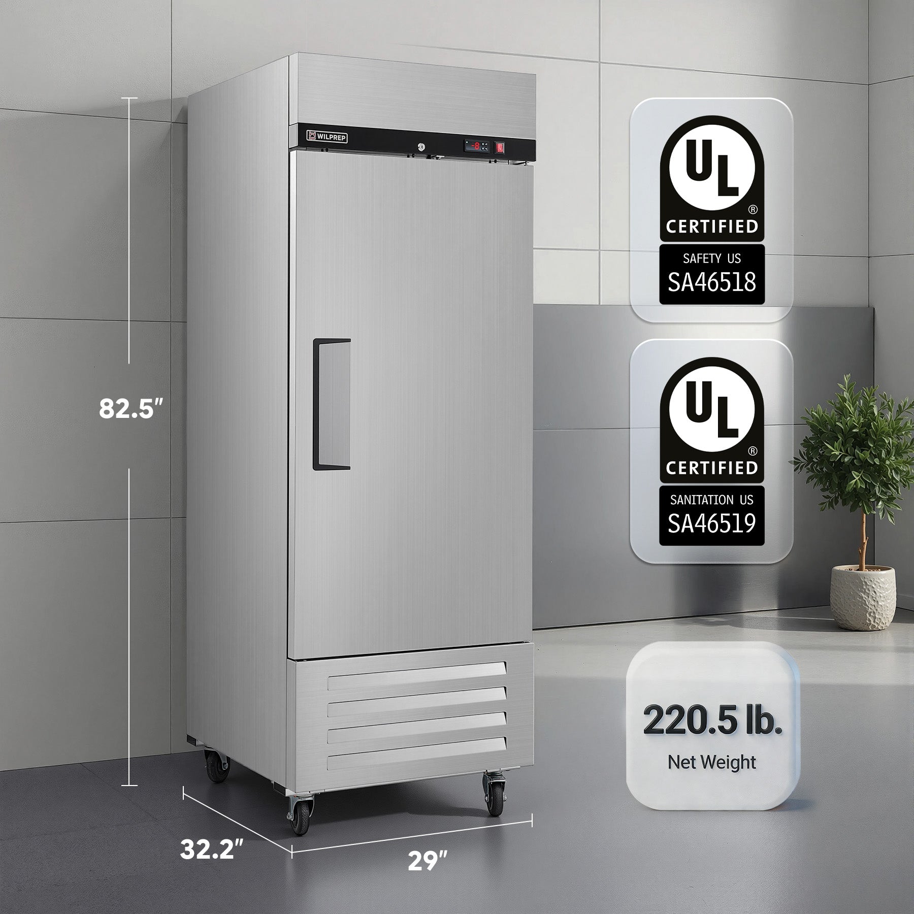 29" Commercial Solid Door Reach-In Freezer 23.3 cu. ft. Capacity