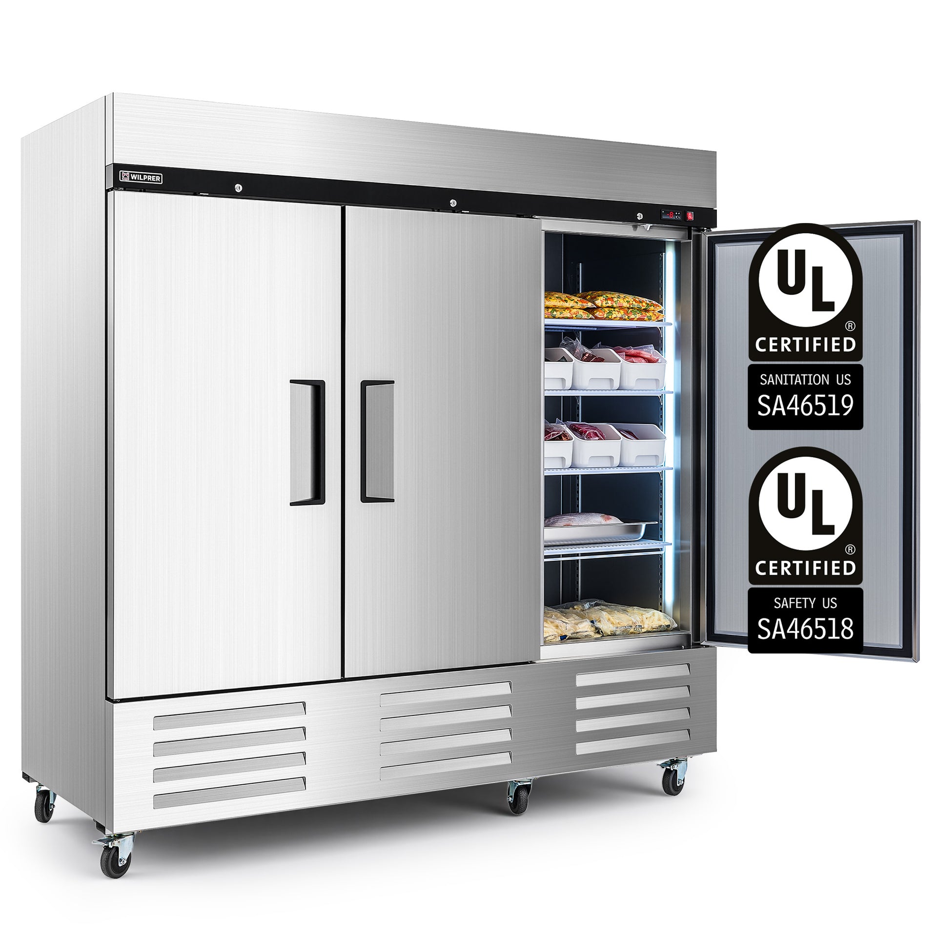 81" Triple Solid Door Reach-In Freezer, 72.8 cu. ft., UL Certified