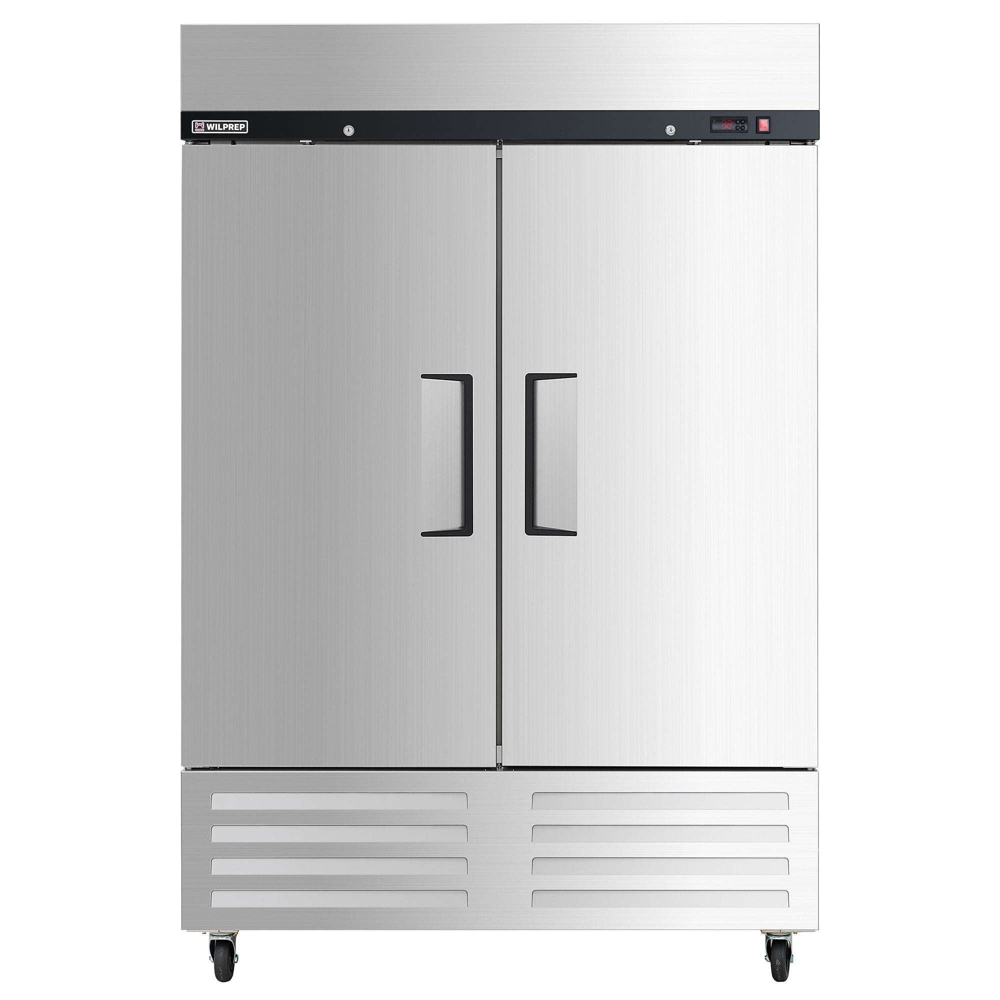 54" two section solid door reach-in refrigerator 47 cu. ft. Capacity