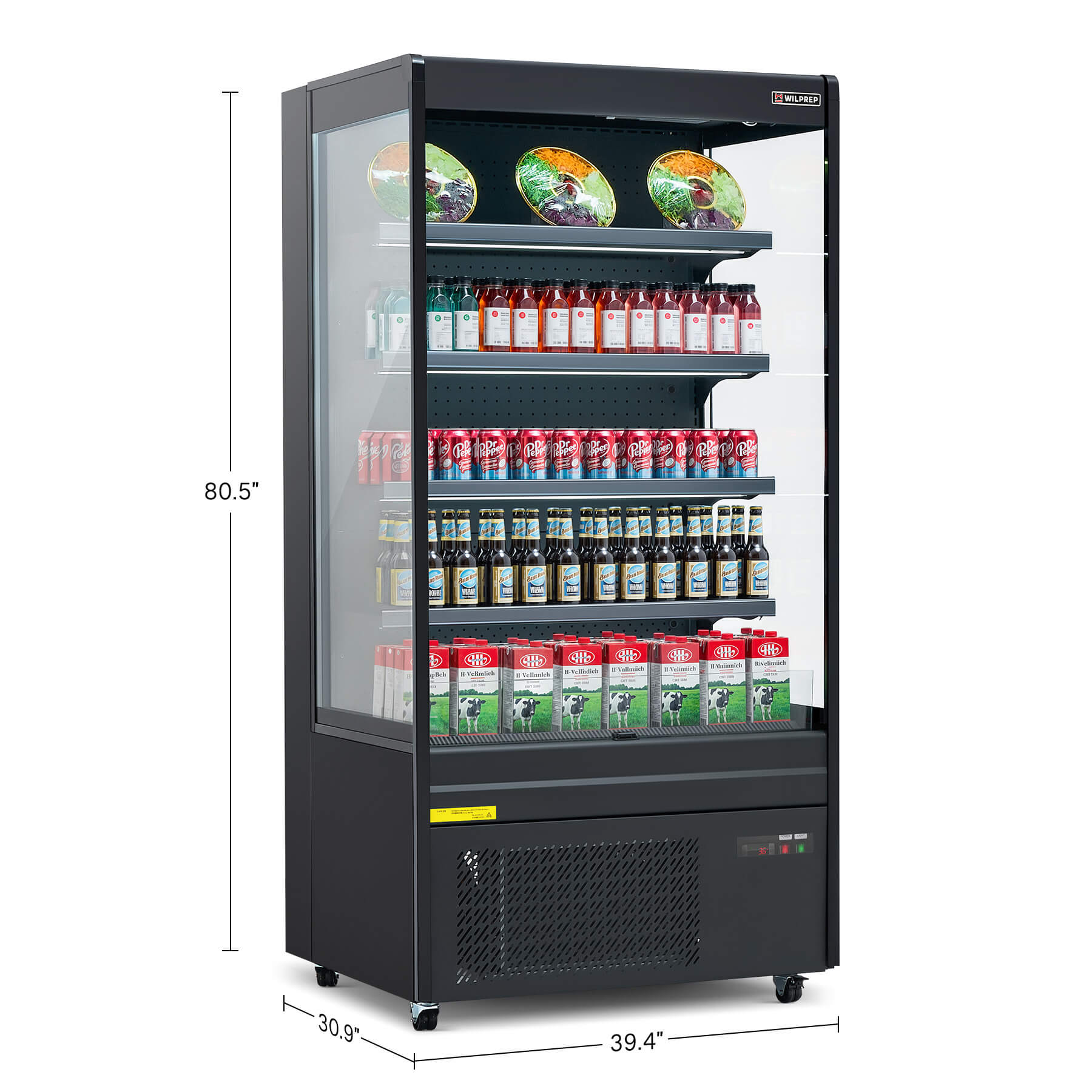 Compact professional refrigerator and commercial fridge featuring LED control panel, height-adjustable shelving, and 14.8 cu. ft. capacity for flexible retail applications.