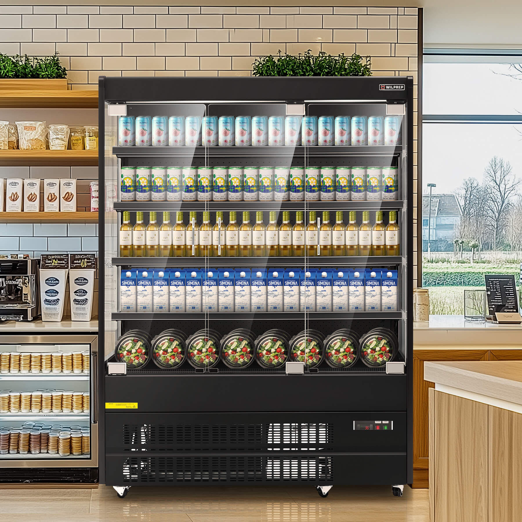 59" Black 3 Sided Glass Display Refrigerator with 22.2 cu. ft. Volume
