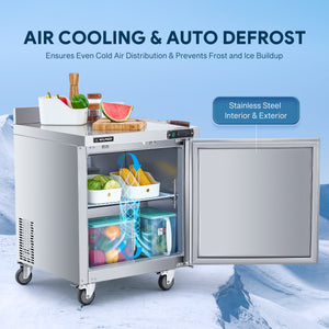 Wilprep 28 inch undercounter worktop refrigerator air cooling