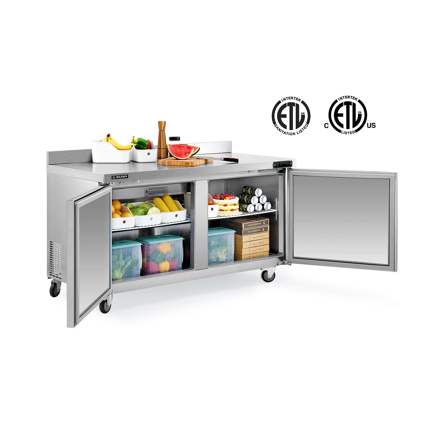 60-inch worktop refrigerator designed for commercial foodservice and prep efficiency