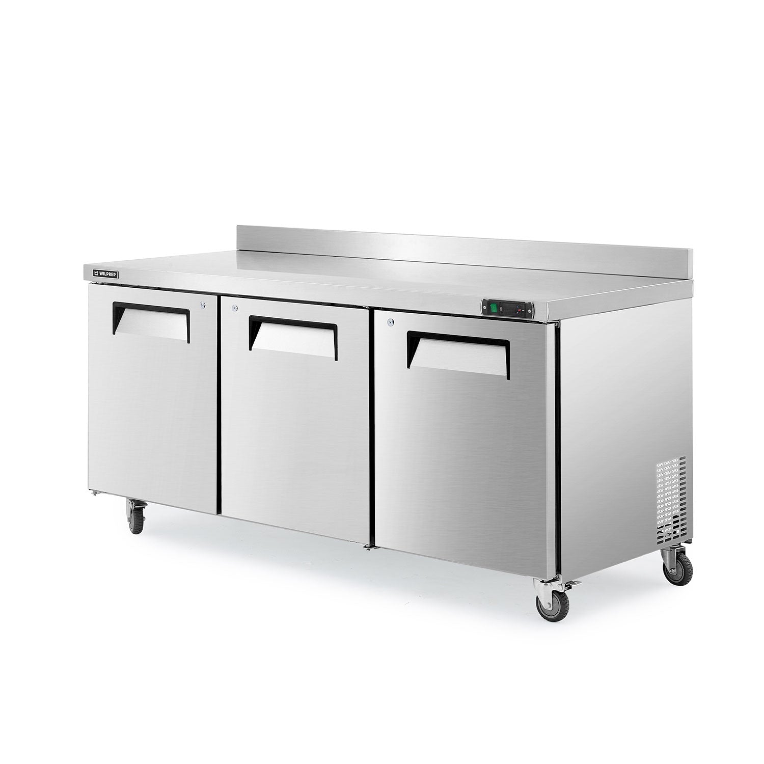 Professional undercounter refrigerator with multiple compartments for kitchen workflow efficiency