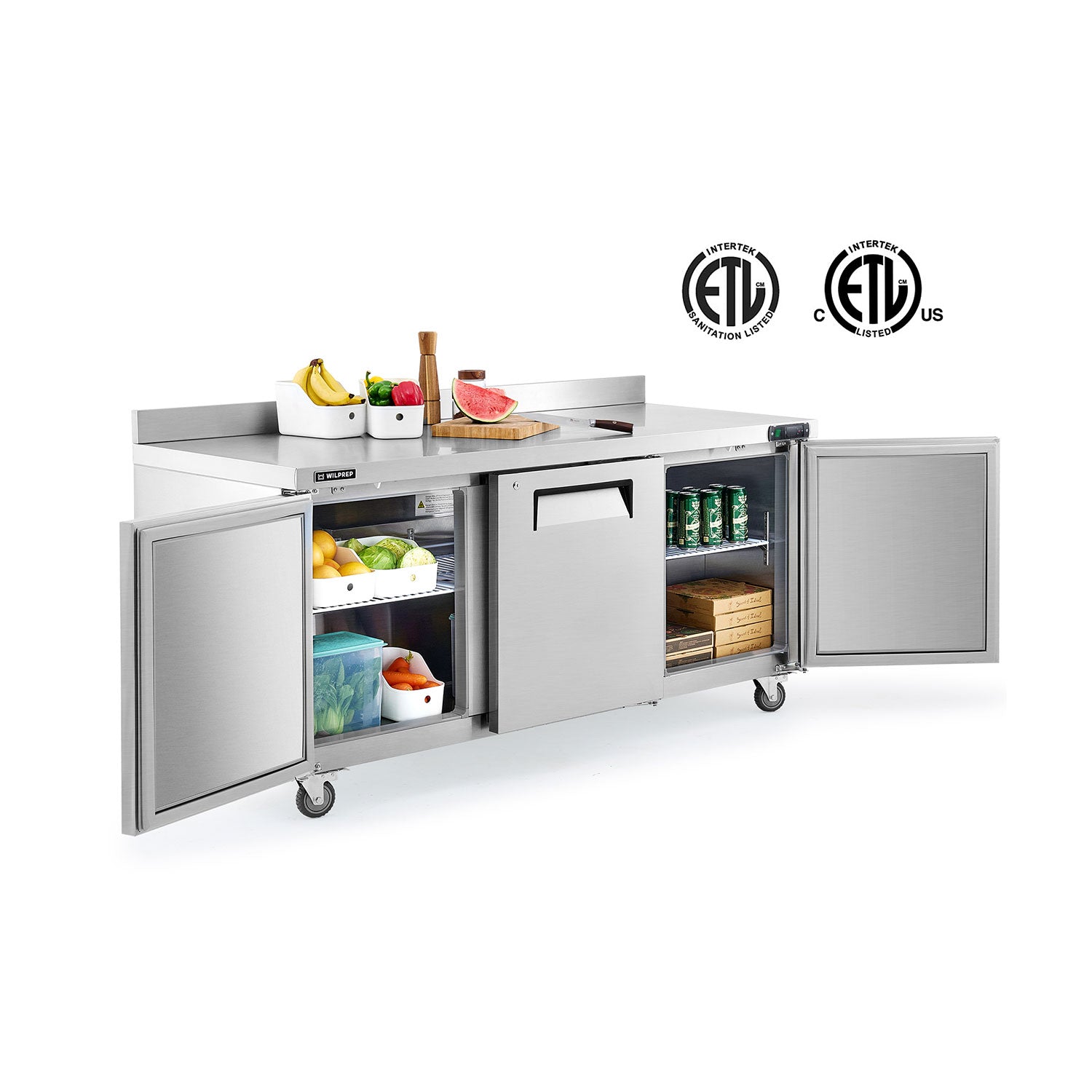 Heavy duty worktop refrigerator designed for commercial kitchens and foodservice environments
