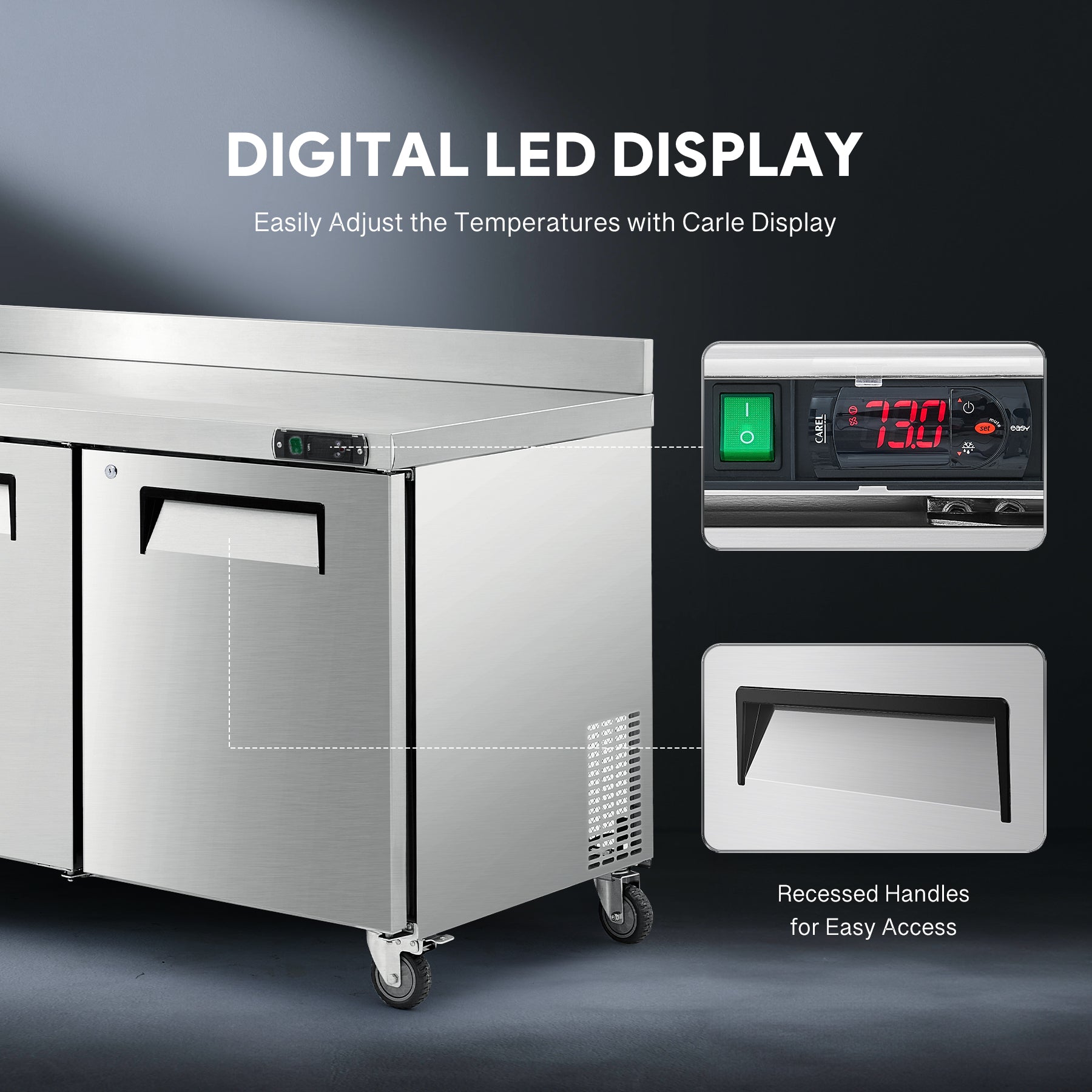 Heavy duty worktop refrigerator designed for commercial kitchens and foodservice environments