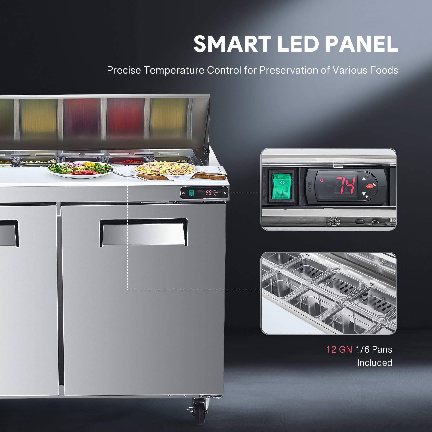 Professional commercial salad prep refrigerator offering convenience for high-volume food preparation