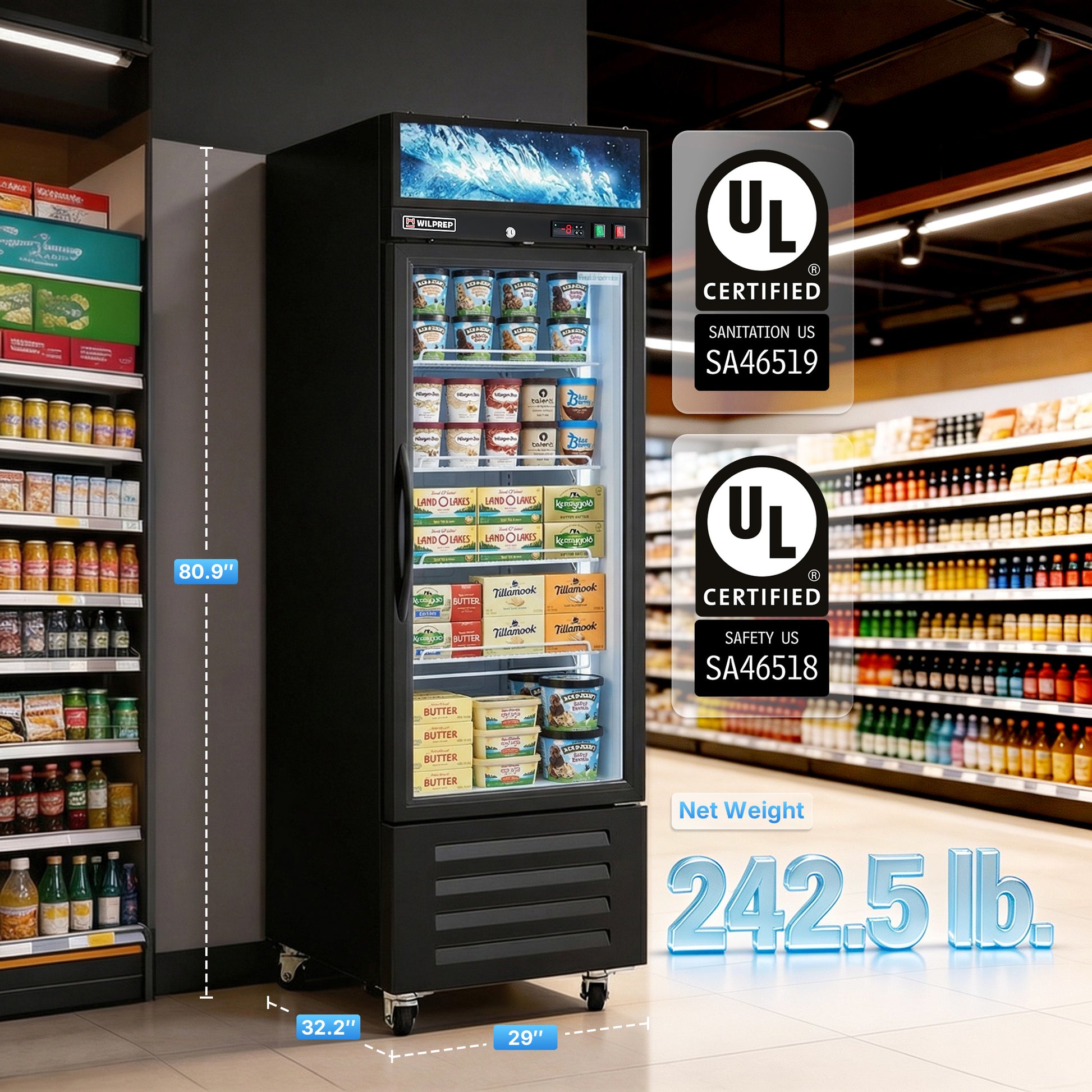 DOUBLE Glass Door Commercial DISPLAY Refrigerator