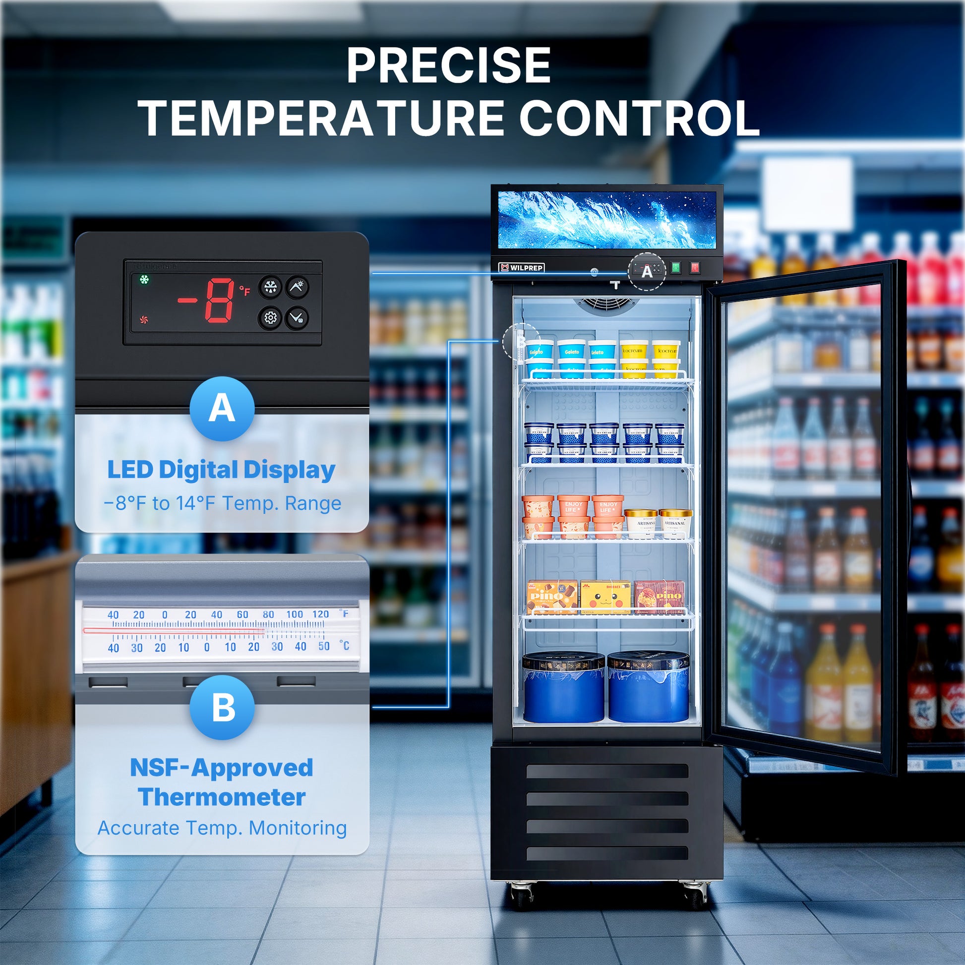 DOUBLE Glass Door Commercial DISPLAY Refrigerator