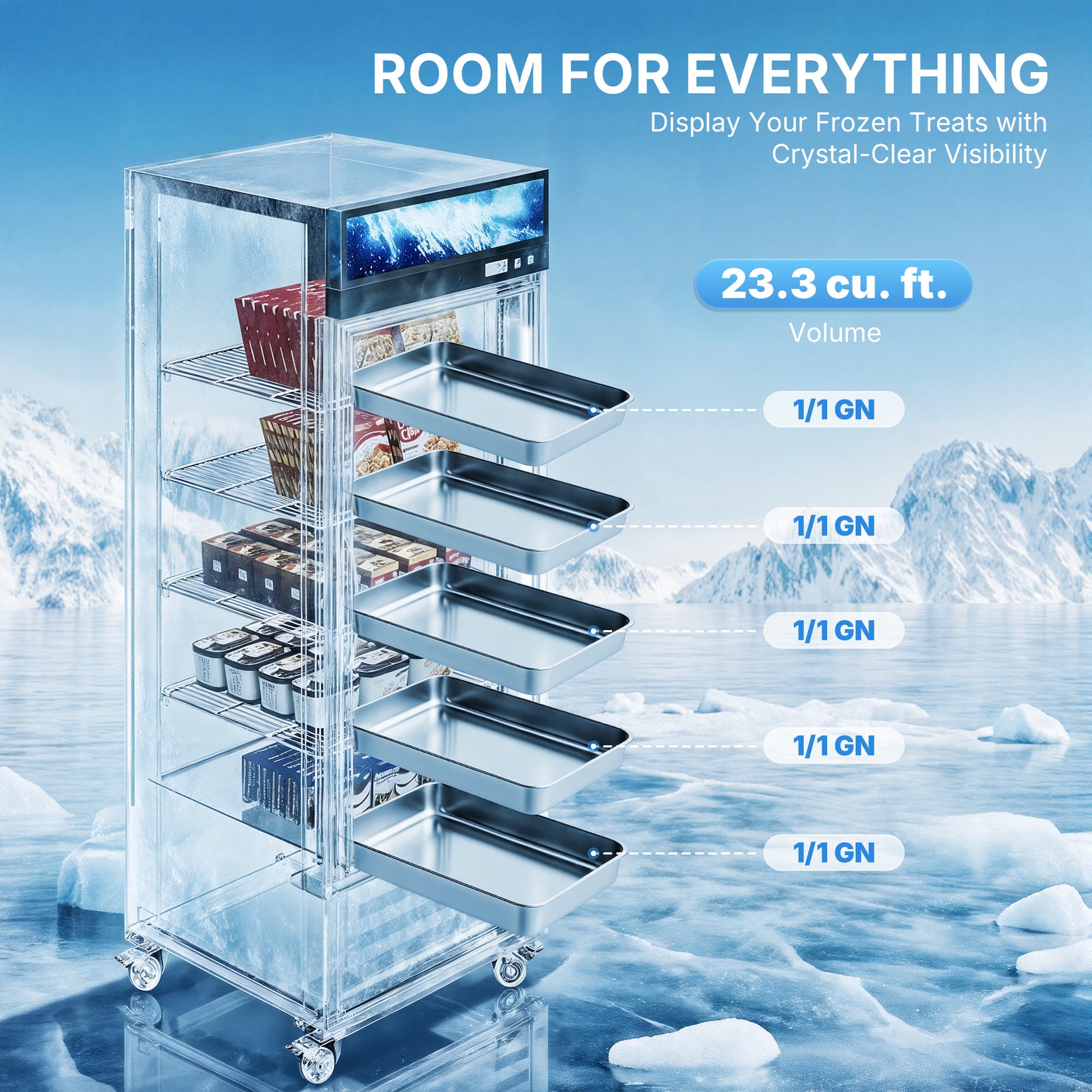 DOUBLE Glass Door Commercial DISPLAY Refrigerator