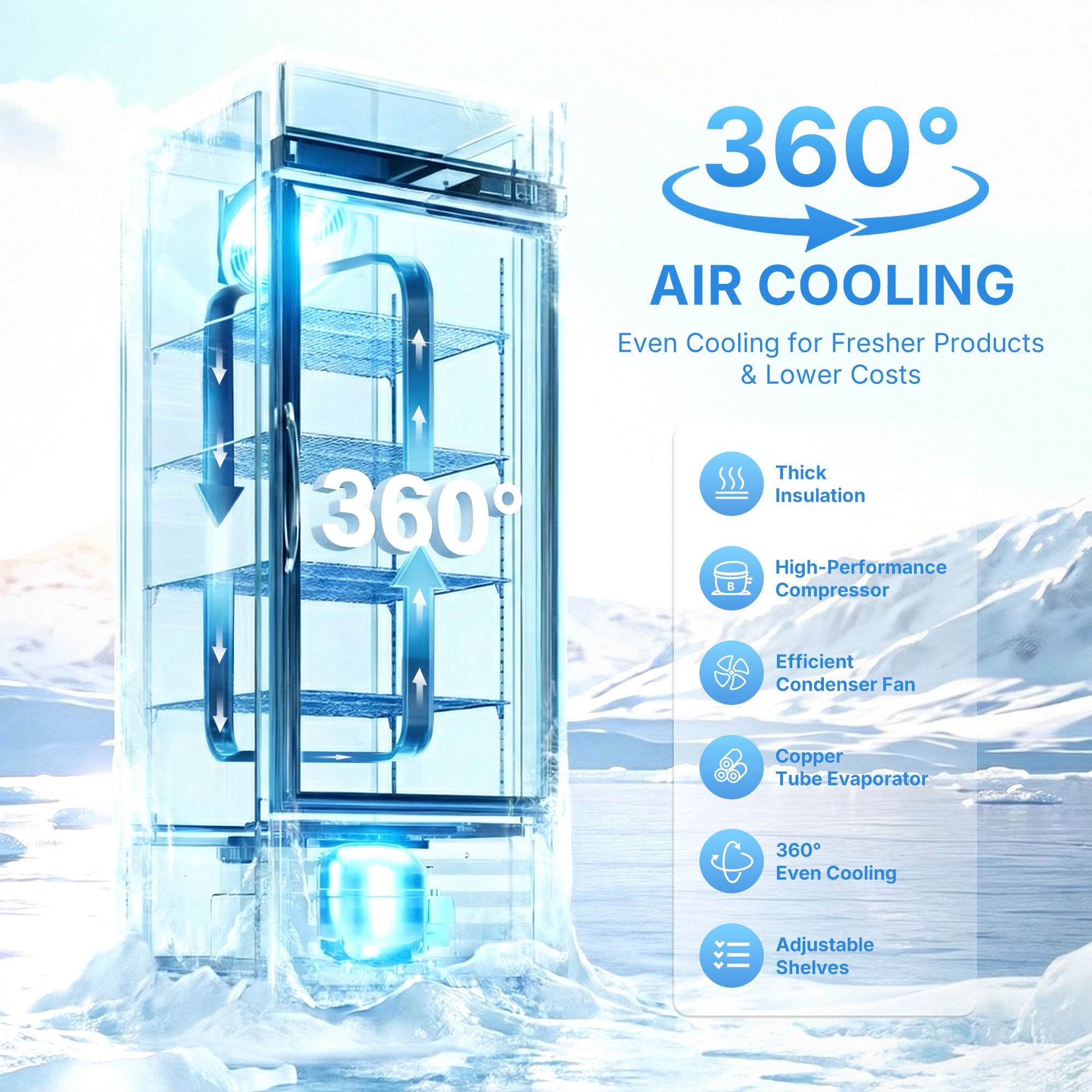 29" Commercial Single Door Display Refrigerator, 17.6 cu. ft. UL Certified