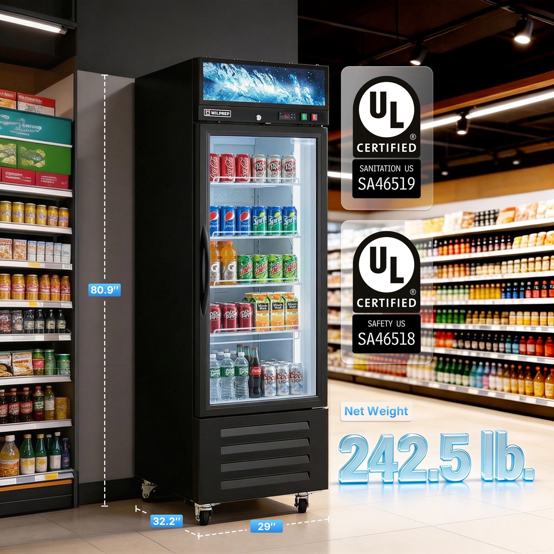 1 Glass Door Commercial DISPLAY Refrigerator