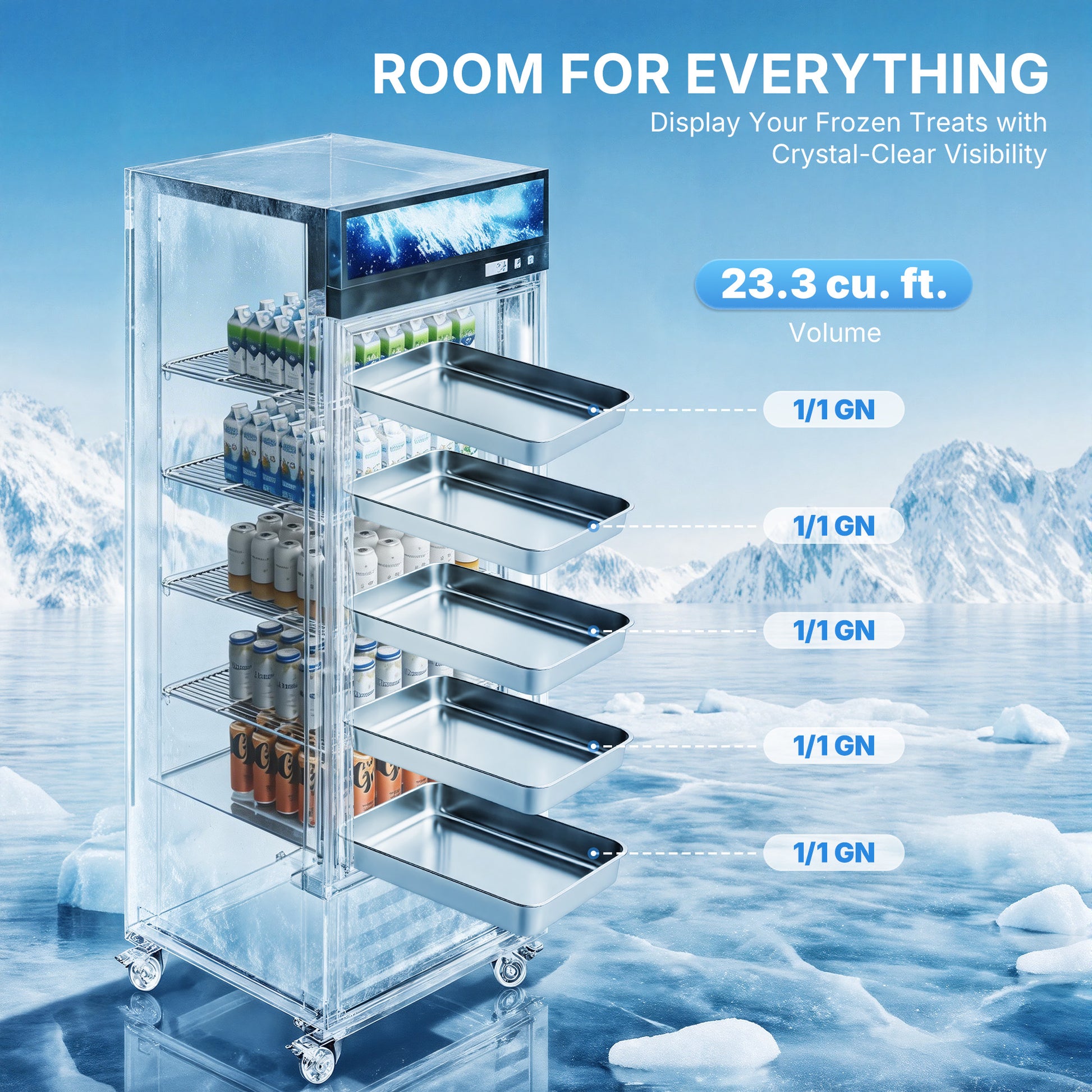 DOUBLE Glass Door Commercial DISPLAY Refrigerator