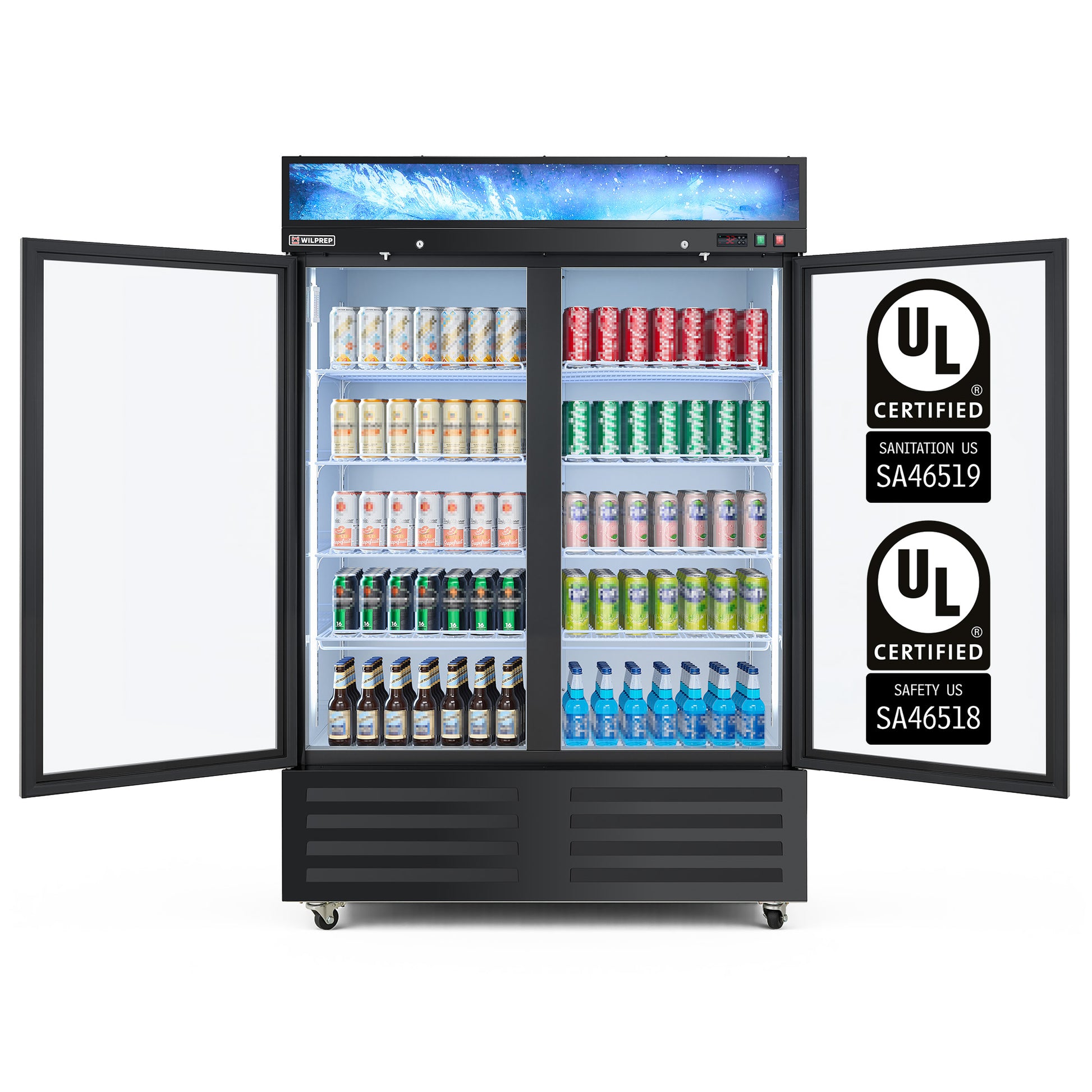 UL DOUBLE Glass Door Commercial DISPLAY Refrigerator