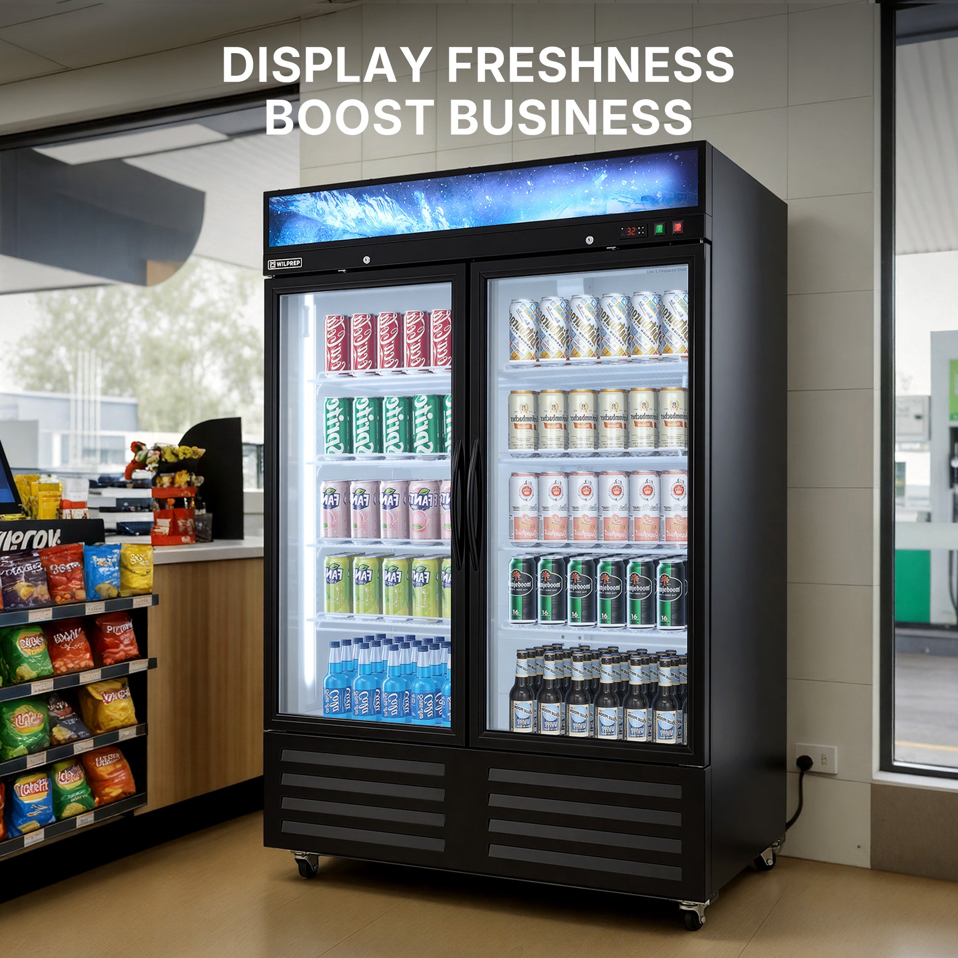DOUBLE Glass Door Commercial DISPLAY Refrigerator