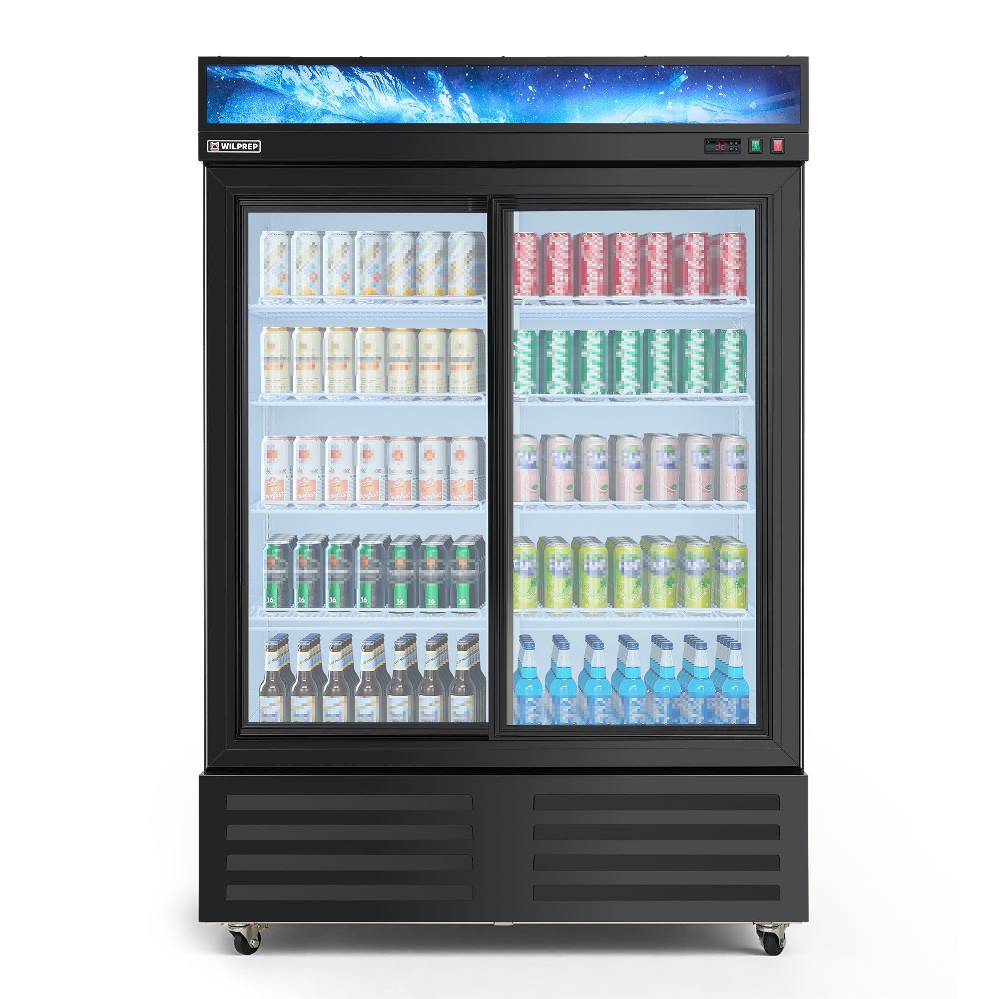54" Commercial Display Refrigerator, 35.5 cu. ft. UL Certified Sliding Double-Door