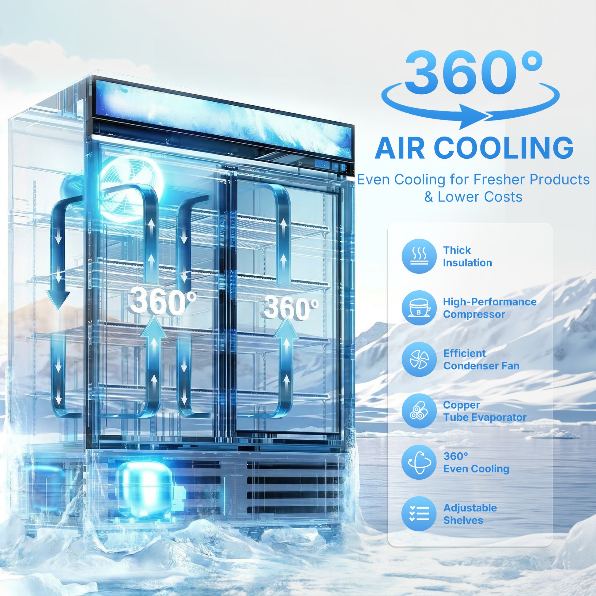 Glass Door Commercial Refrigerator