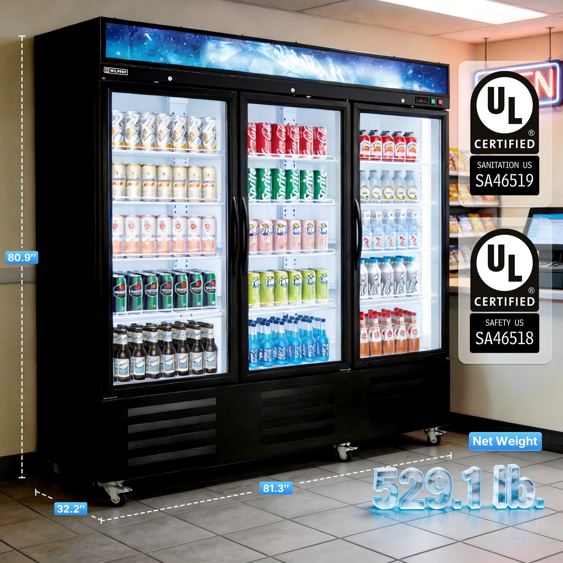 Glass Door Commercial Refrigerator