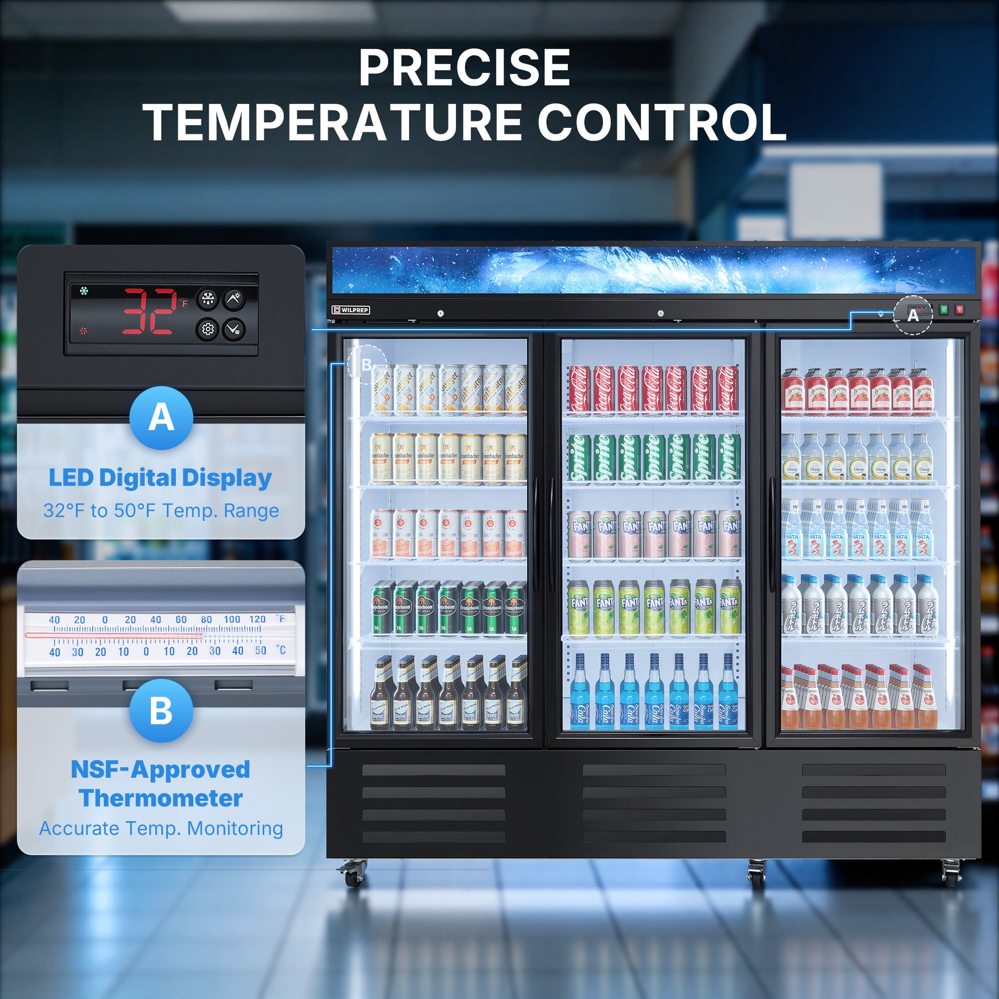 Glass Door Commercial Refrigerator