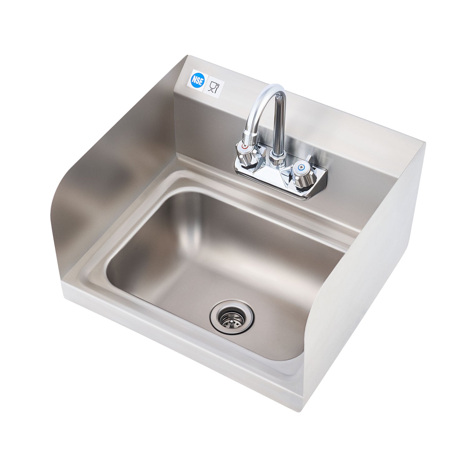 14" x 10" Stainless Steel Utility Sink with Gooseneck Faucet Strainer Copper Valve
