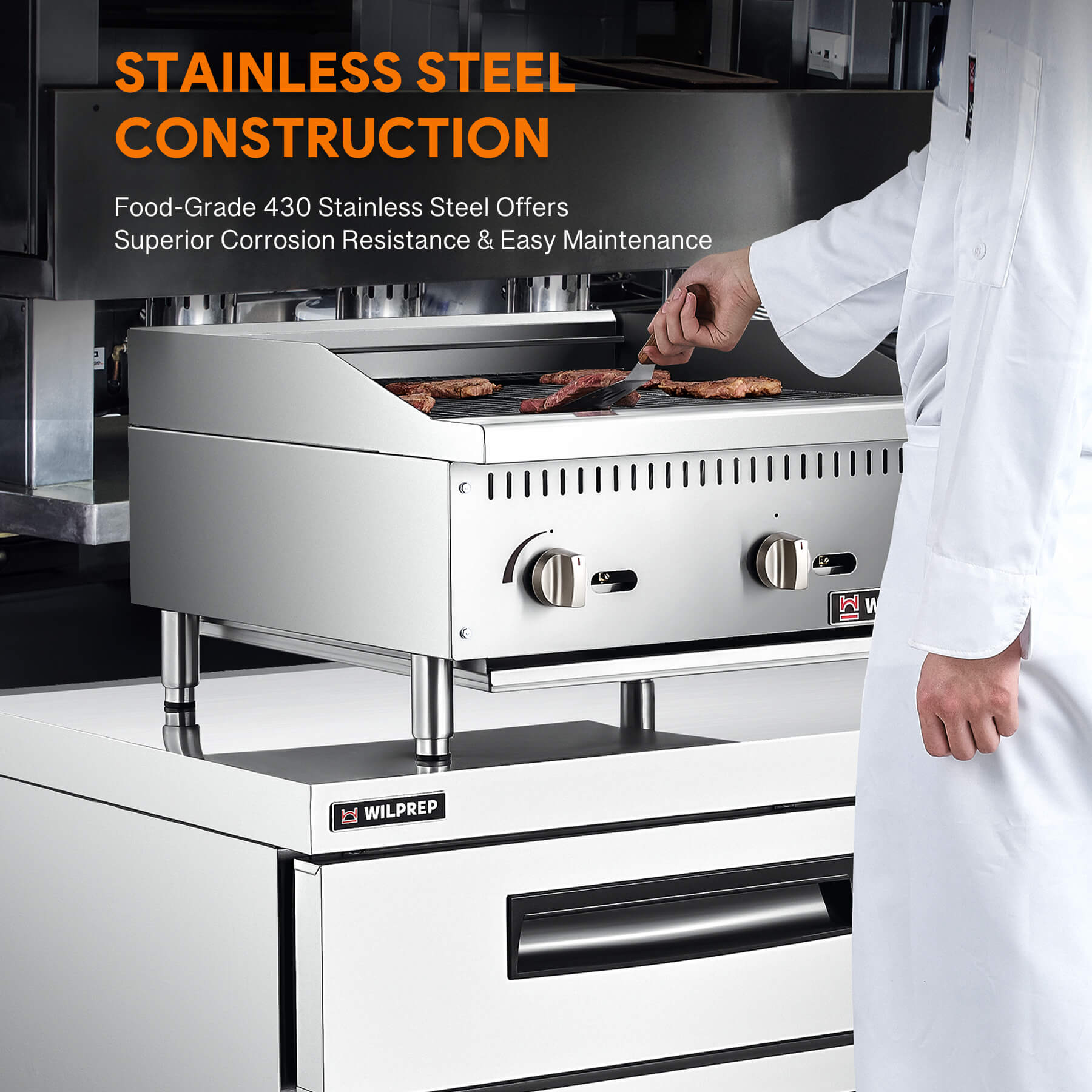 24" Commercial Radiant Charbroiler with 2 35000 BTU U-Shaped Burner
