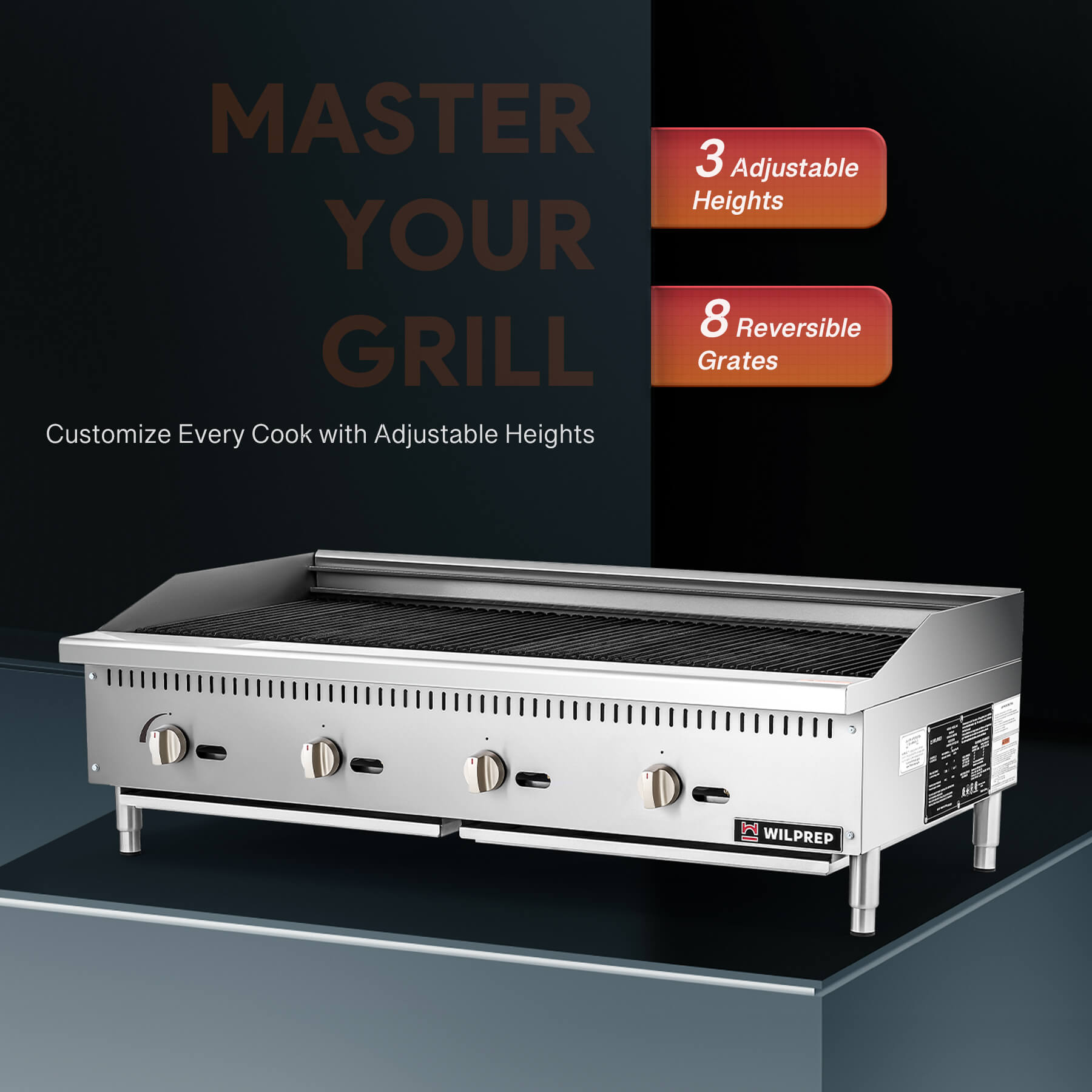 48" Commercial Radiant Charbroiler with 4 35000 BTU U-Shaped Burner