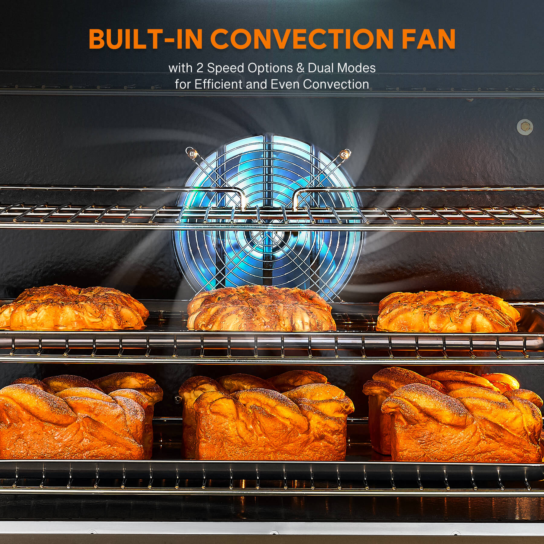 A silver-colored electric commercial convection oven with glass doors and control panel on the right side, mounted on black legs.
