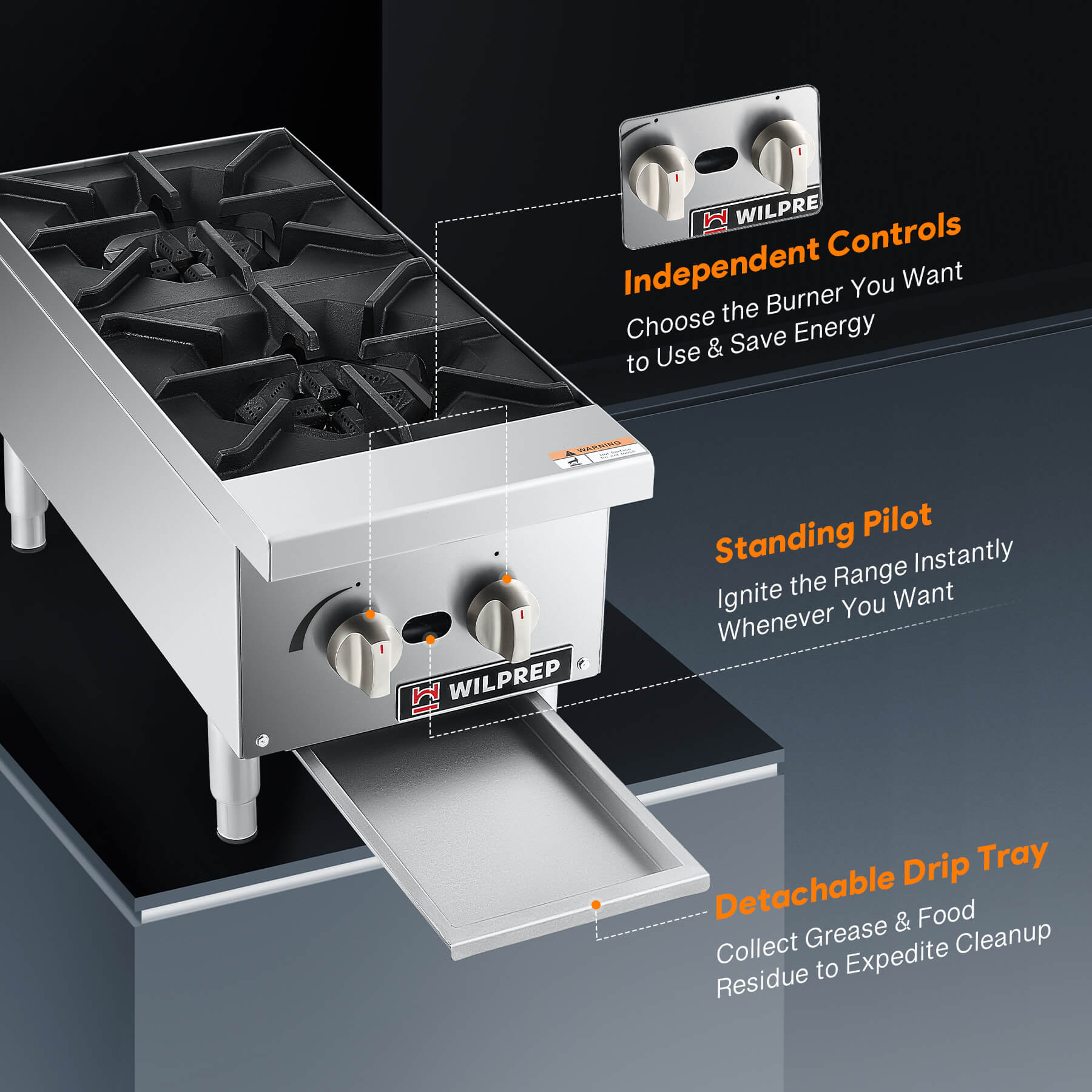 12" Natural Gas Range with Propane Conversion Kit Grates
