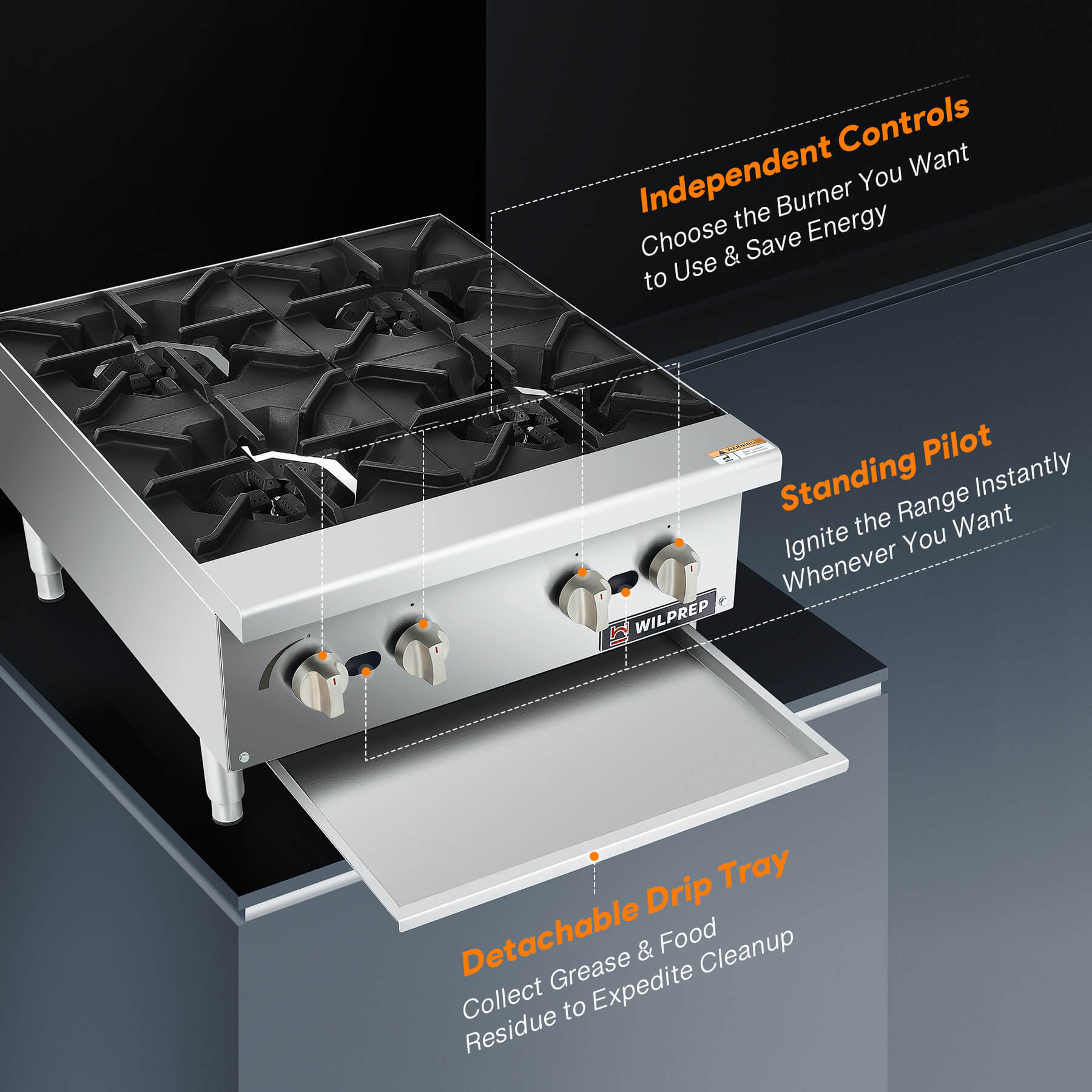 24" Propane Gas Range with Natural Gas Conversion Kit Grates
