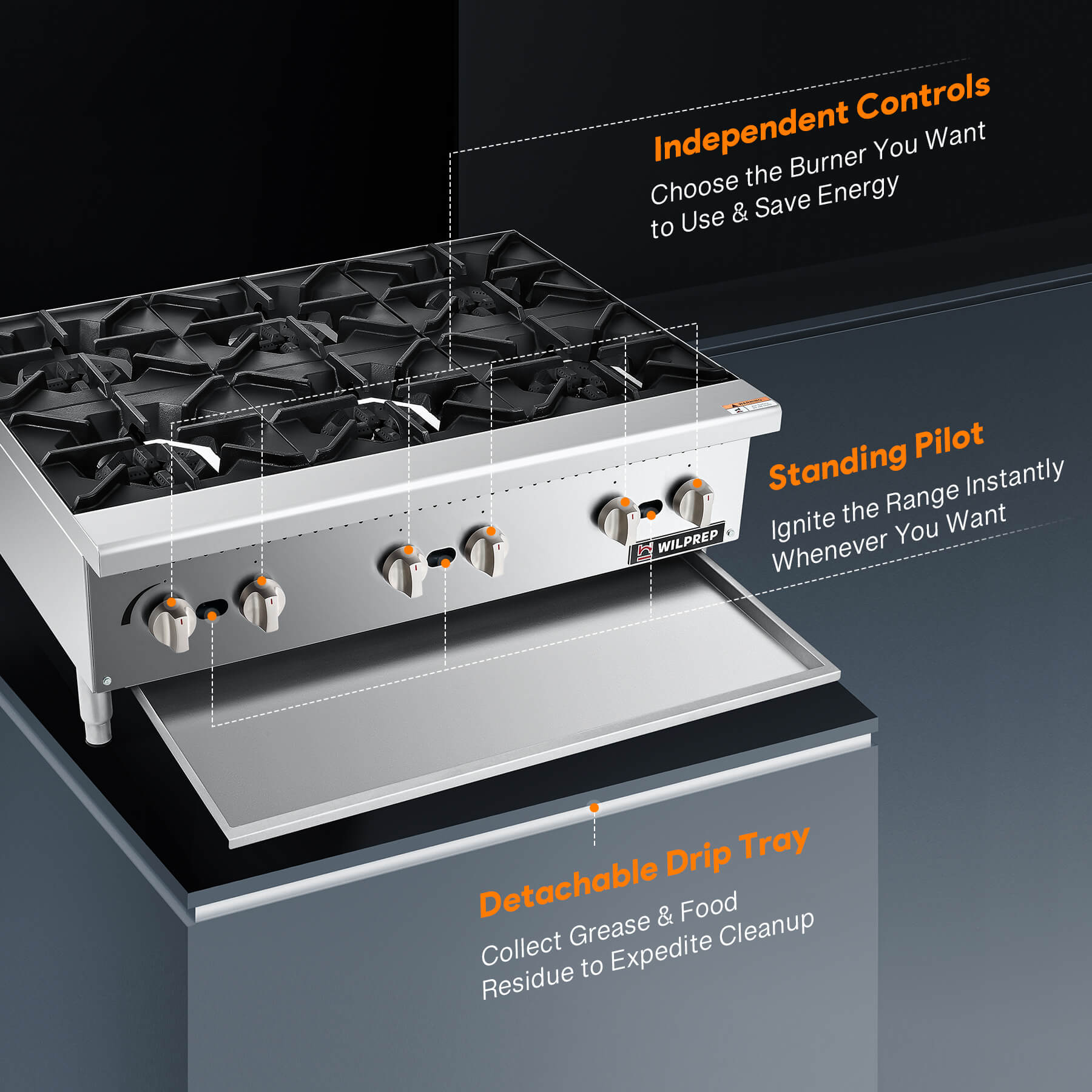 36" Natural Gas Range with Propane Conversion Kit Grates
