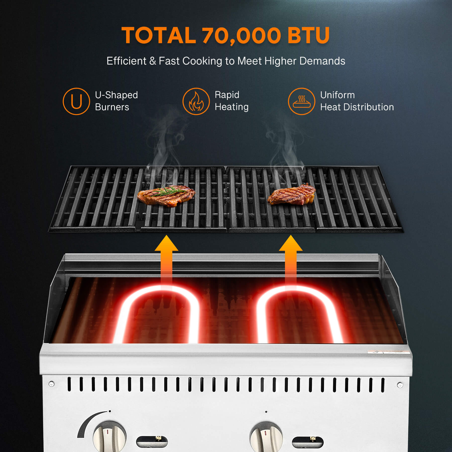 A 24-inch Wilprep comercial natural gas charbroiler with two burners, reversible grates, and a storage base beneath, presented in a stainless steel finish.