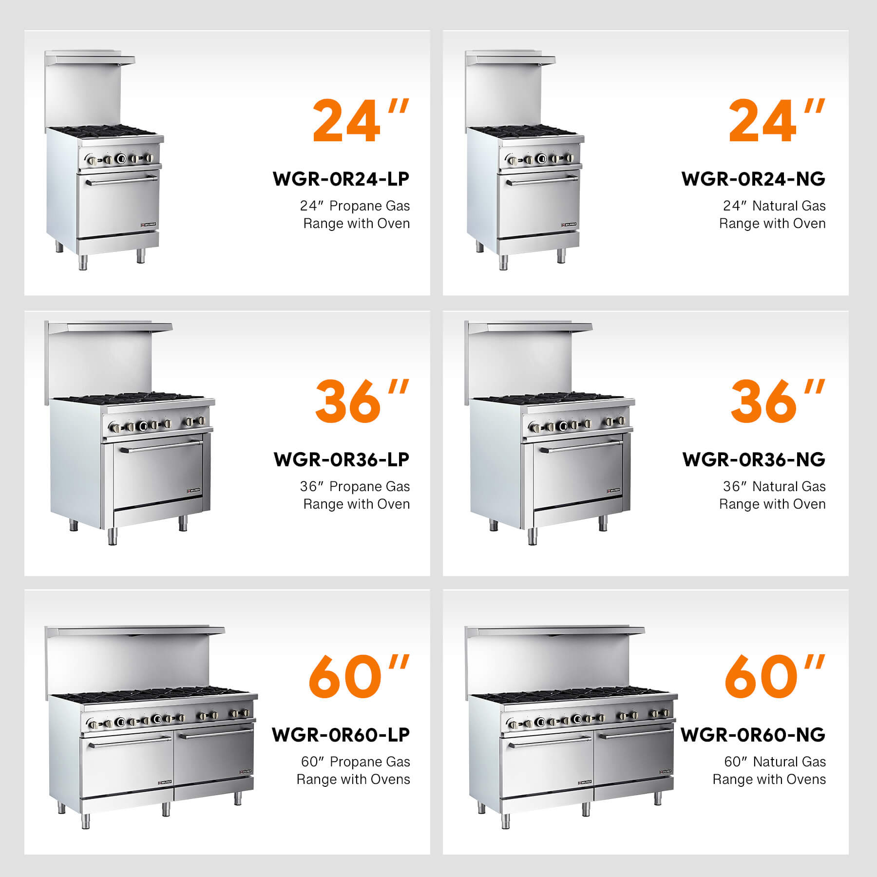 A silver-colored natural gas range with 4 burners and a single oven, with a stainless steel finish.