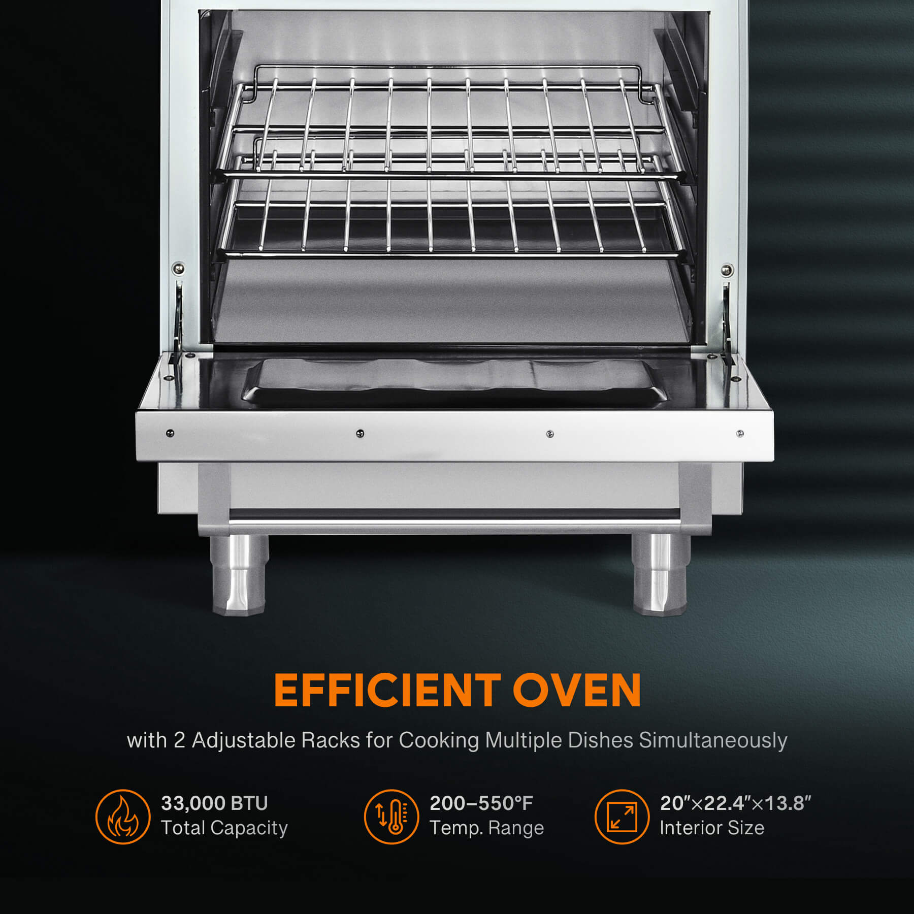 A silver-colored natural gas range with 4 burners and a single oven, with a stainless steel finish.