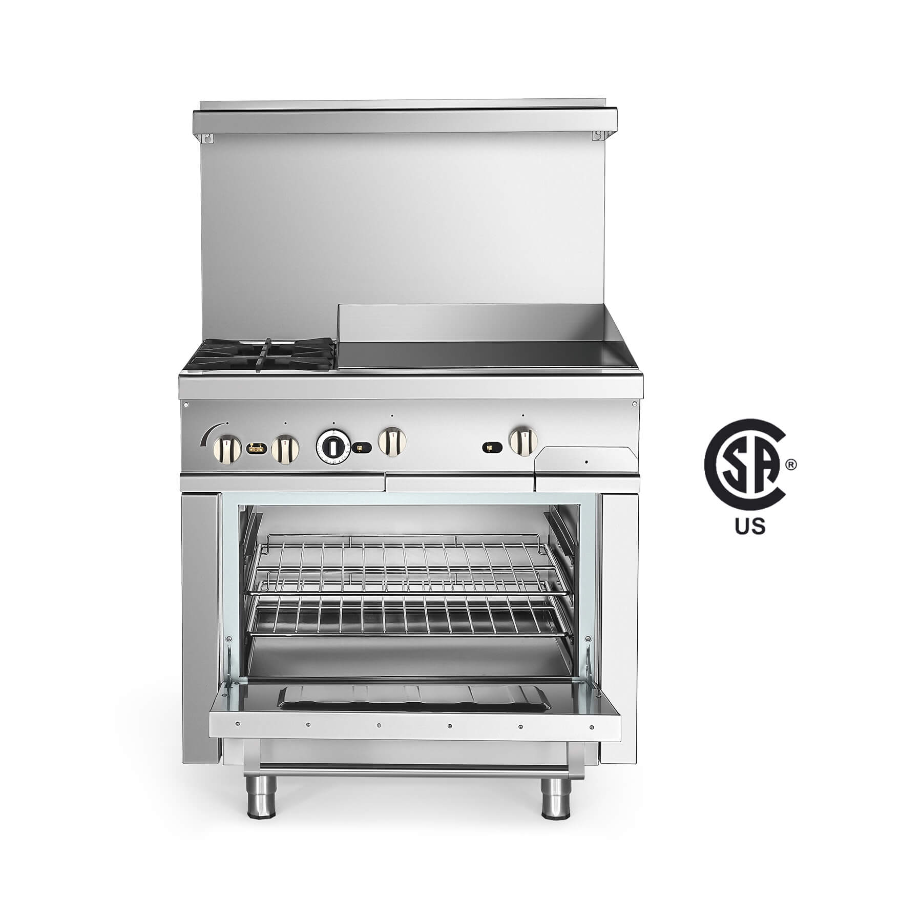 36" Natural Gas Range 2 Burner with Single Oven& 24" Griddle, 3-in-1 Combo -133,000 BTU