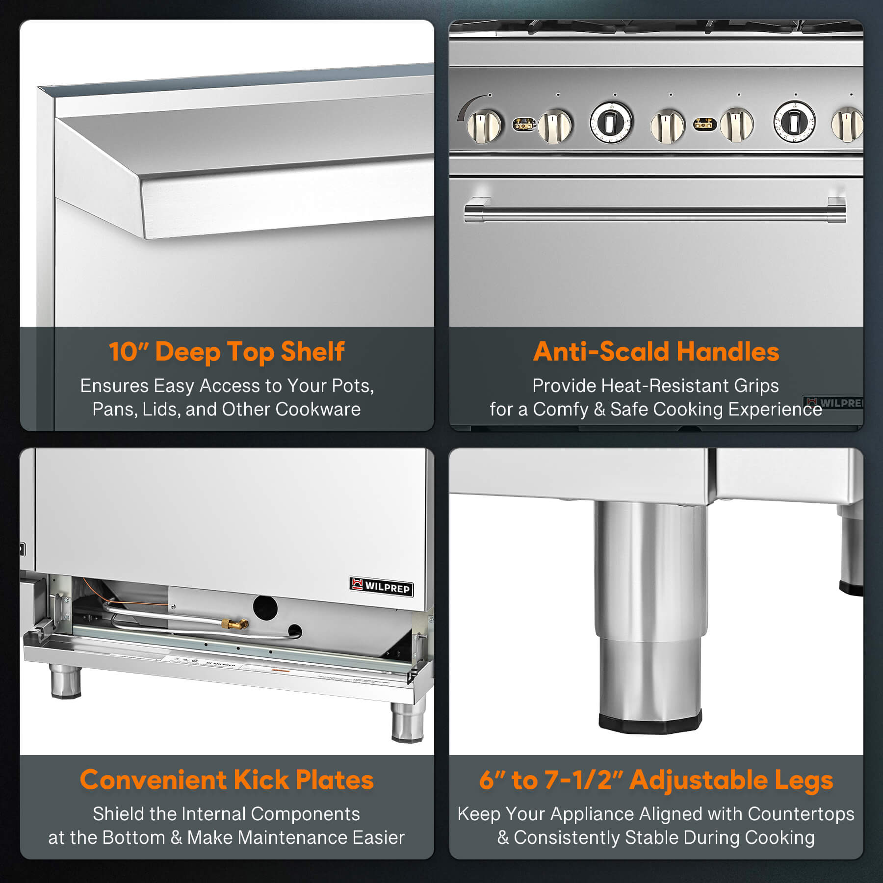 A commercial-grade stainless steel natural gas range with two ovens, a griddle broiler, and multiple burners.