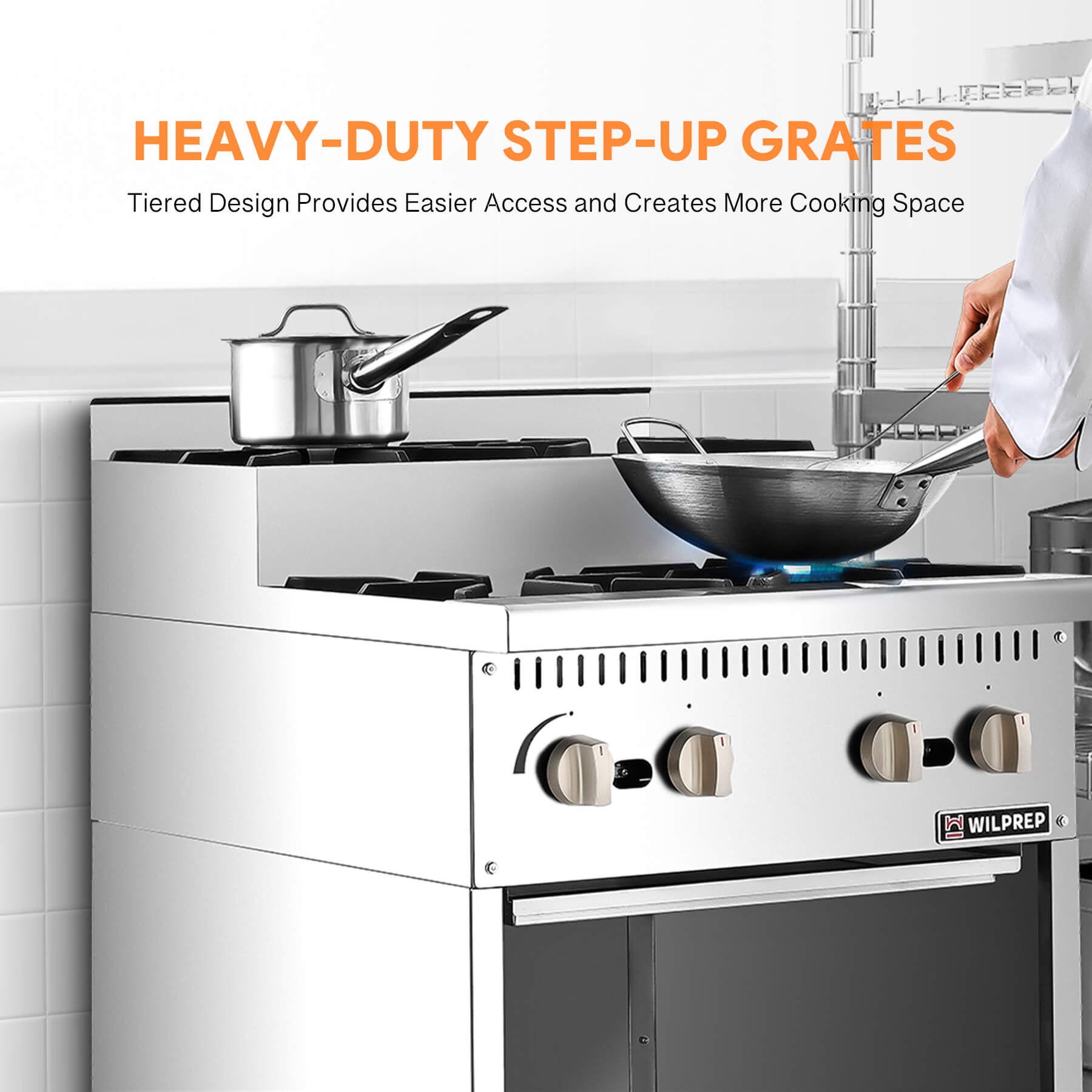 24" 4 Burner Step-Up Gas Range with Storage Base,104,000BTU
