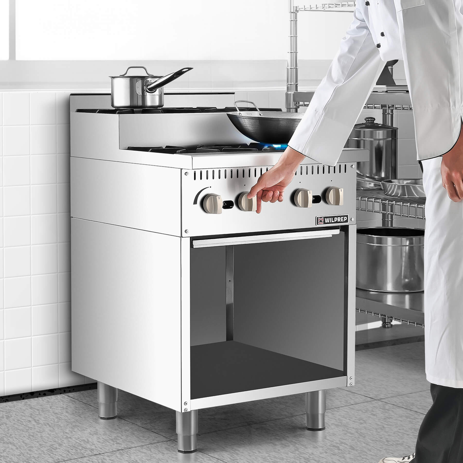 24" 4 Burner Step-Up Gas Range with Storage Base,104,000BTU
