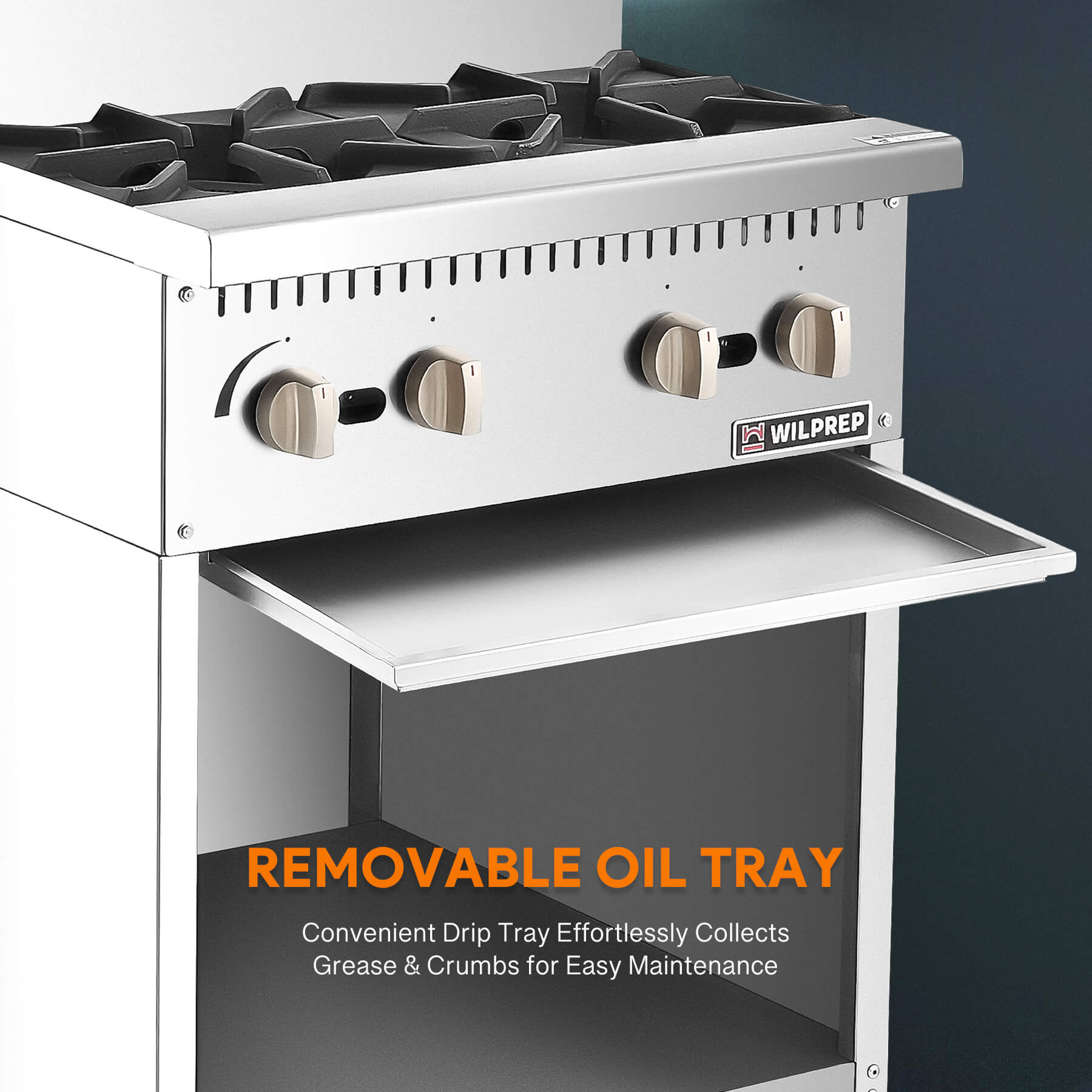 24" 4 Burner Step-Up Gas Range with Storage Base,104,000BTU
