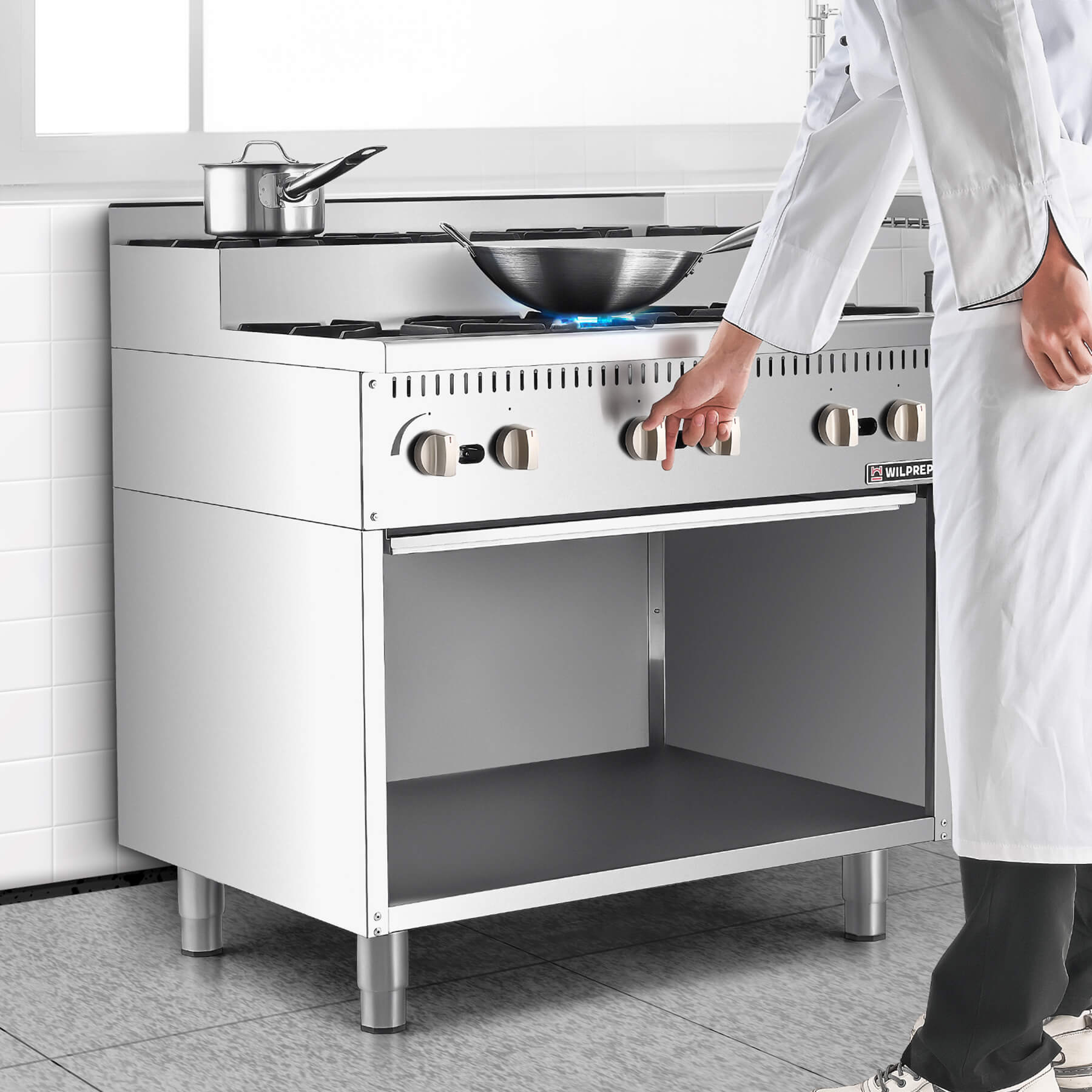 36" 6 Burner Step-Up Gas Range with Storage Base,156,000BTU
