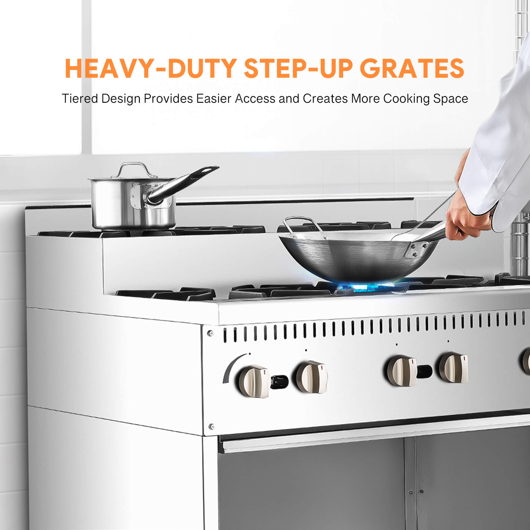 36" 6 Burner Step-Up Gas Range with Storage Base,156,000BTU
