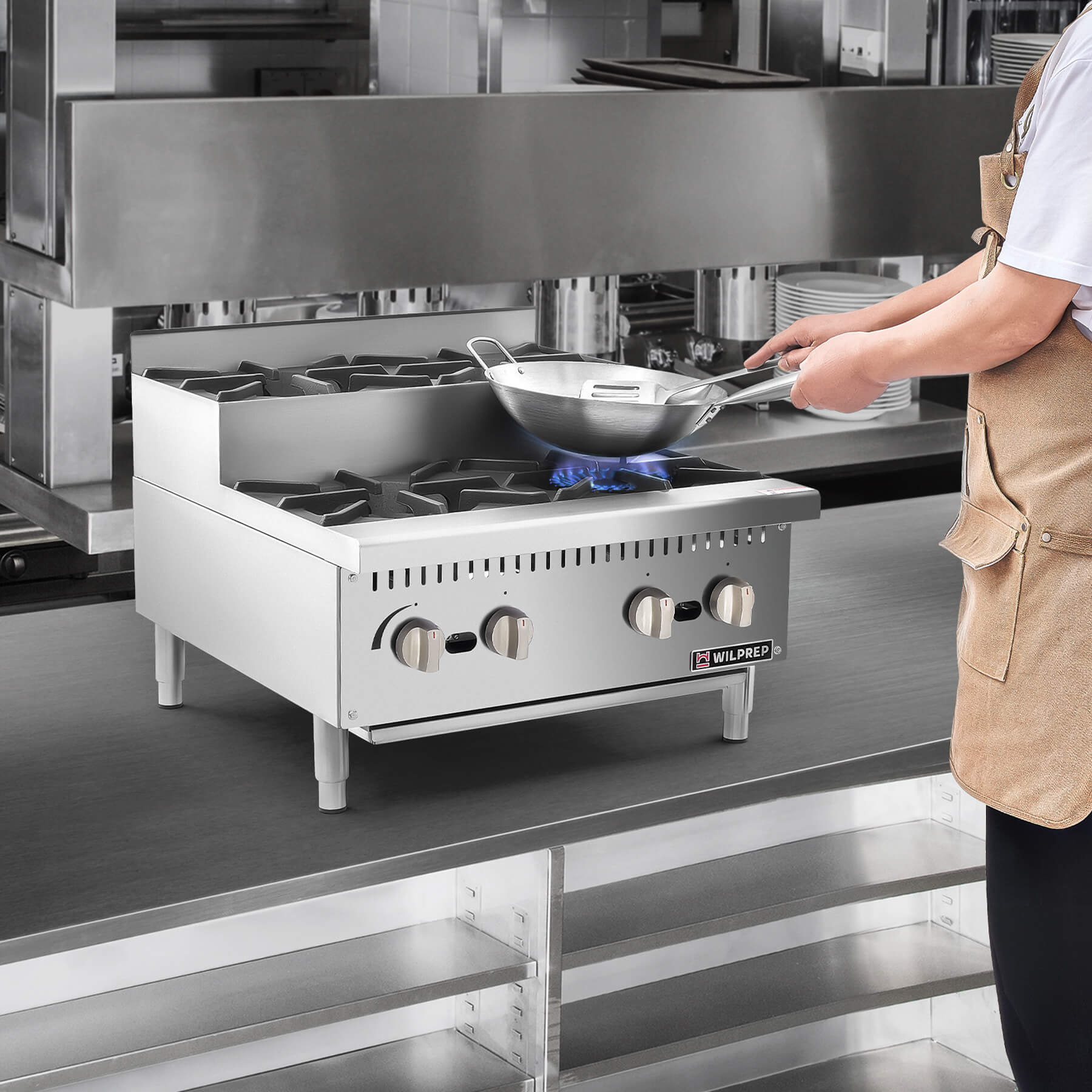 24" 4-Burner Natural Gas Step-Up Countertop Range with 26000 BTU Burners
